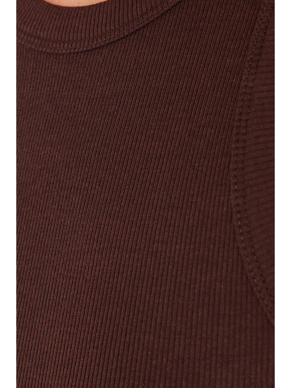 Kadın Slim Fit Halter Yaka Modal Kumaş Kahverengi Body Atlet-5