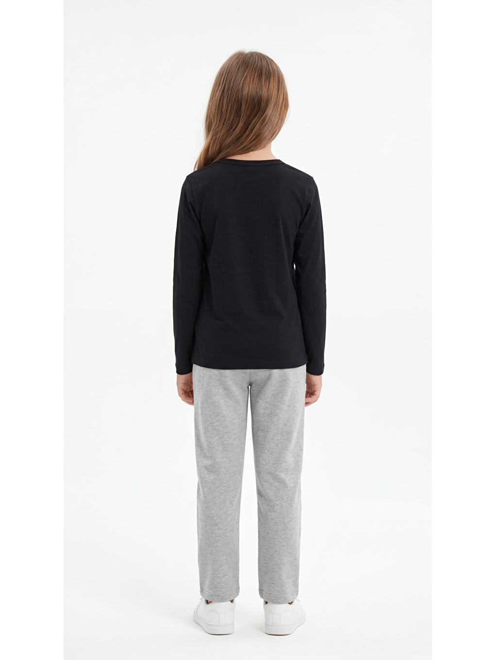 Siyah Basic Uzun Kol Kız Çocuk Badi-3