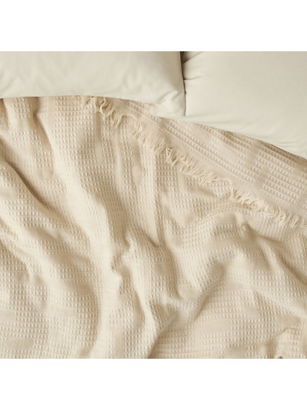 Bej %100 Pamuk Bexley Tek Kişilik Pike Vizon (150x220 cm)-1