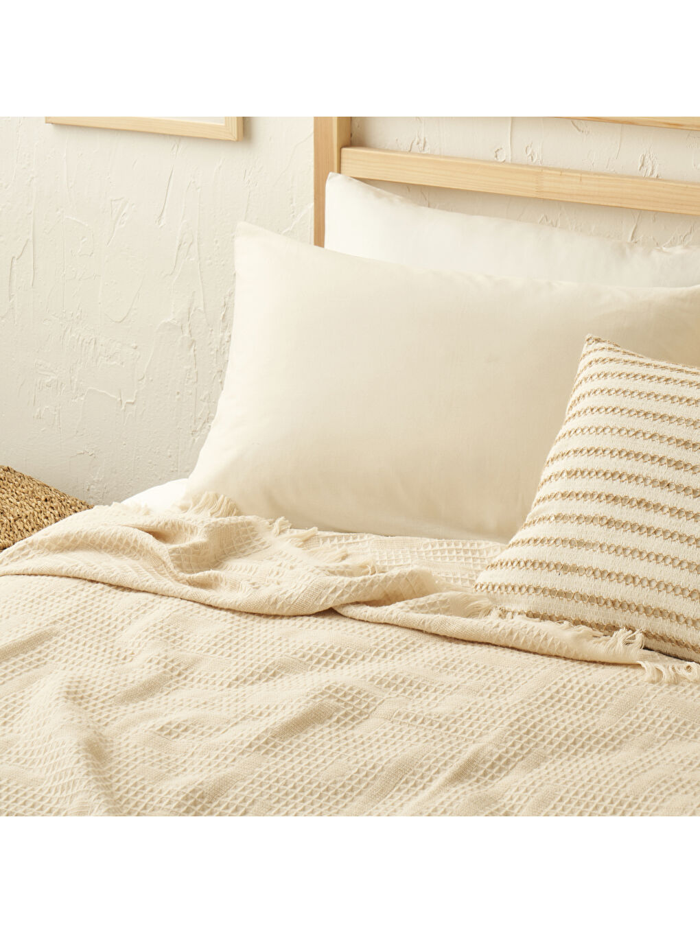 Bej %100 Pamuk Bexley Tek Kişilik Pike Vizon (150x220 cm)-2
