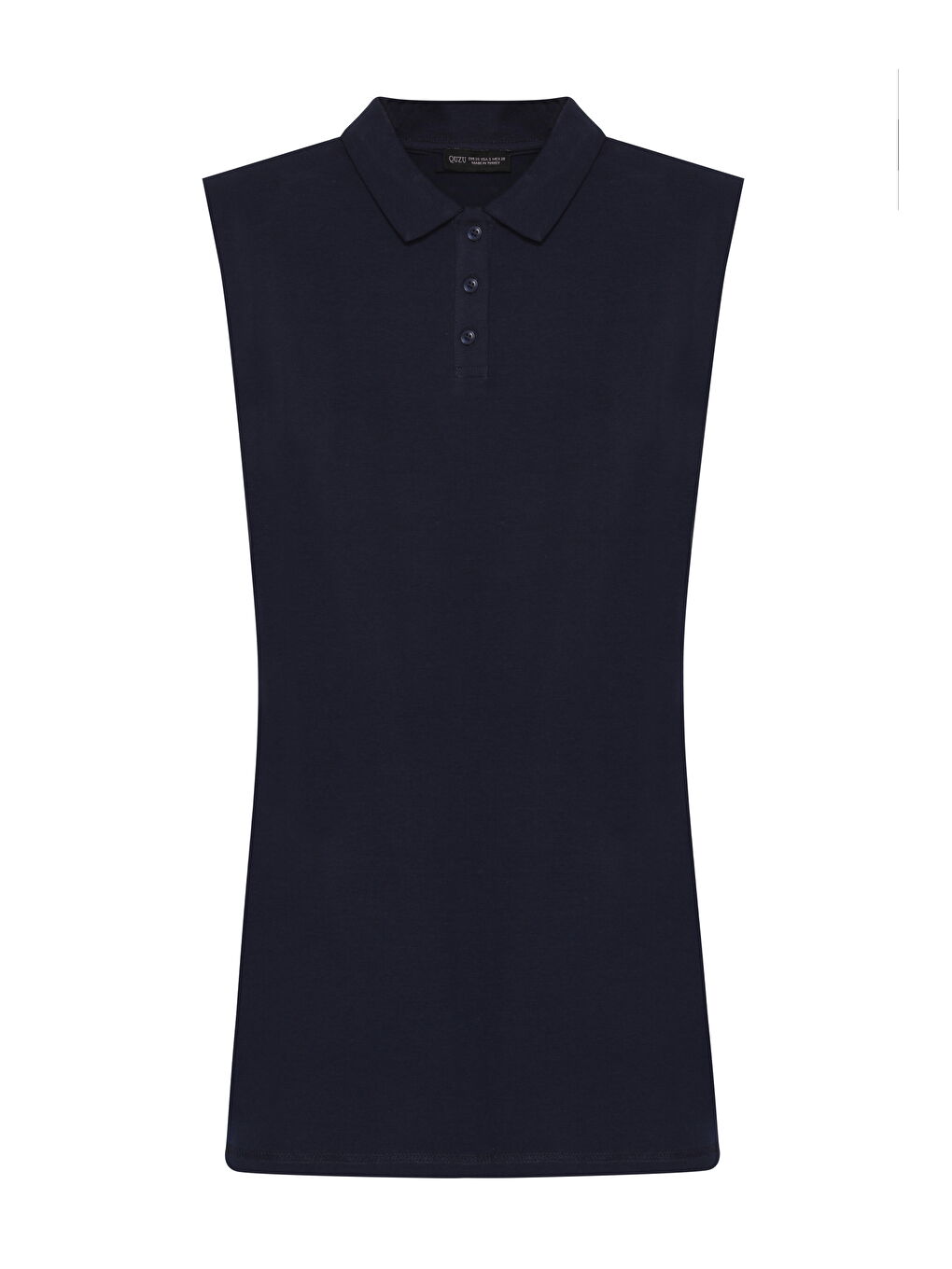 Polo Yaka Vatkalı Mini Elbise Lacivert