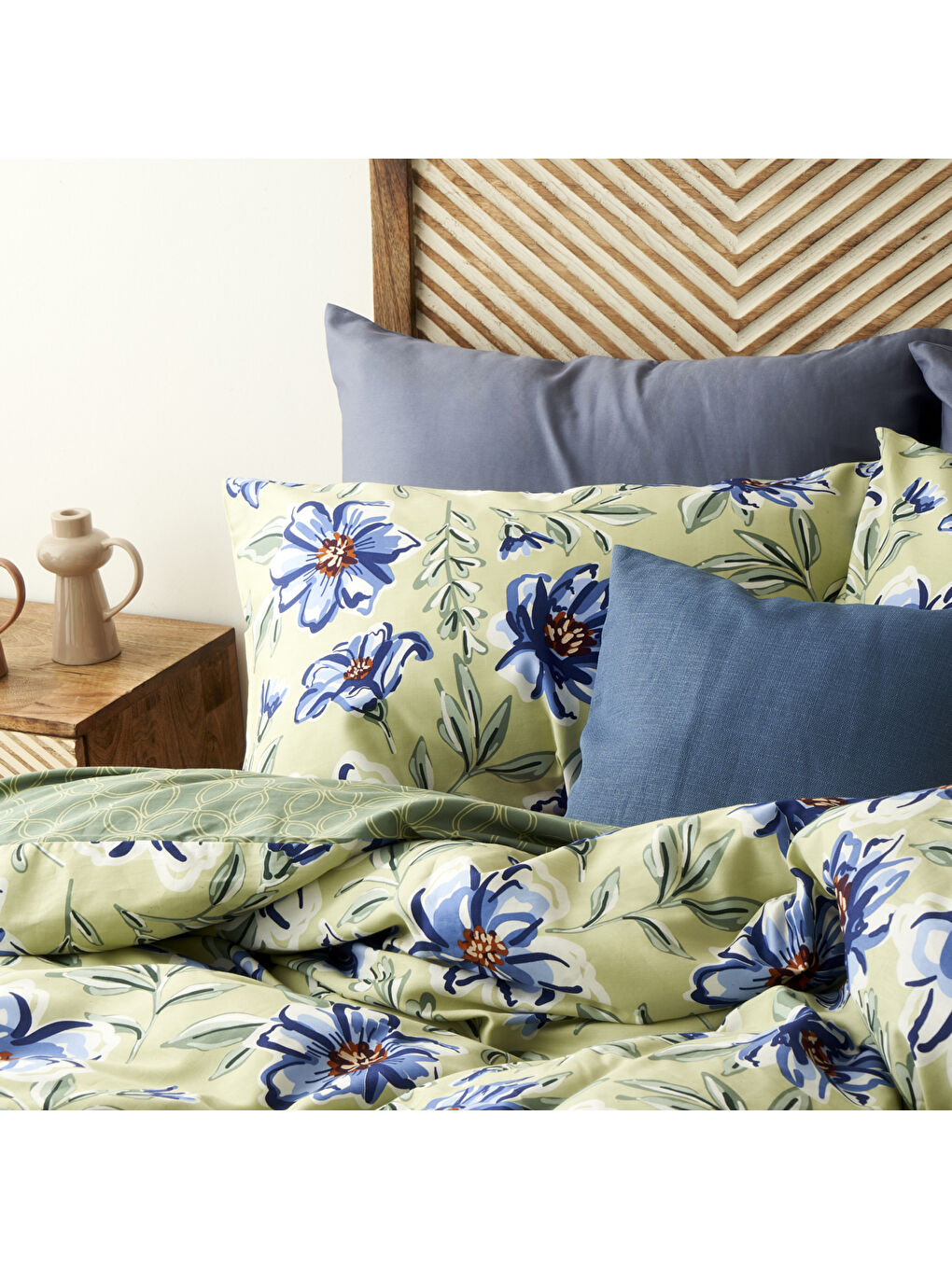 %100 Pamuk Saten Marlowe Çift kişilik Nevresim Seti Yeşil (200x220 cm)-2