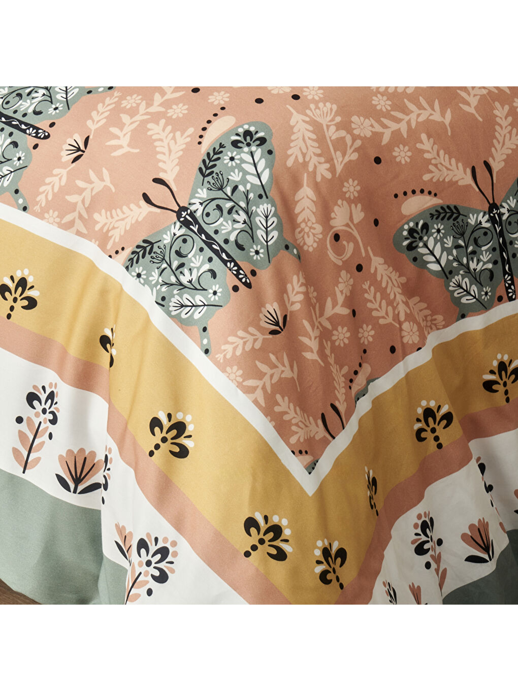 Karışık %100 Pamuk Saten Butterfly Çift kişilik Nevresim Seti (200x220 cm)-3