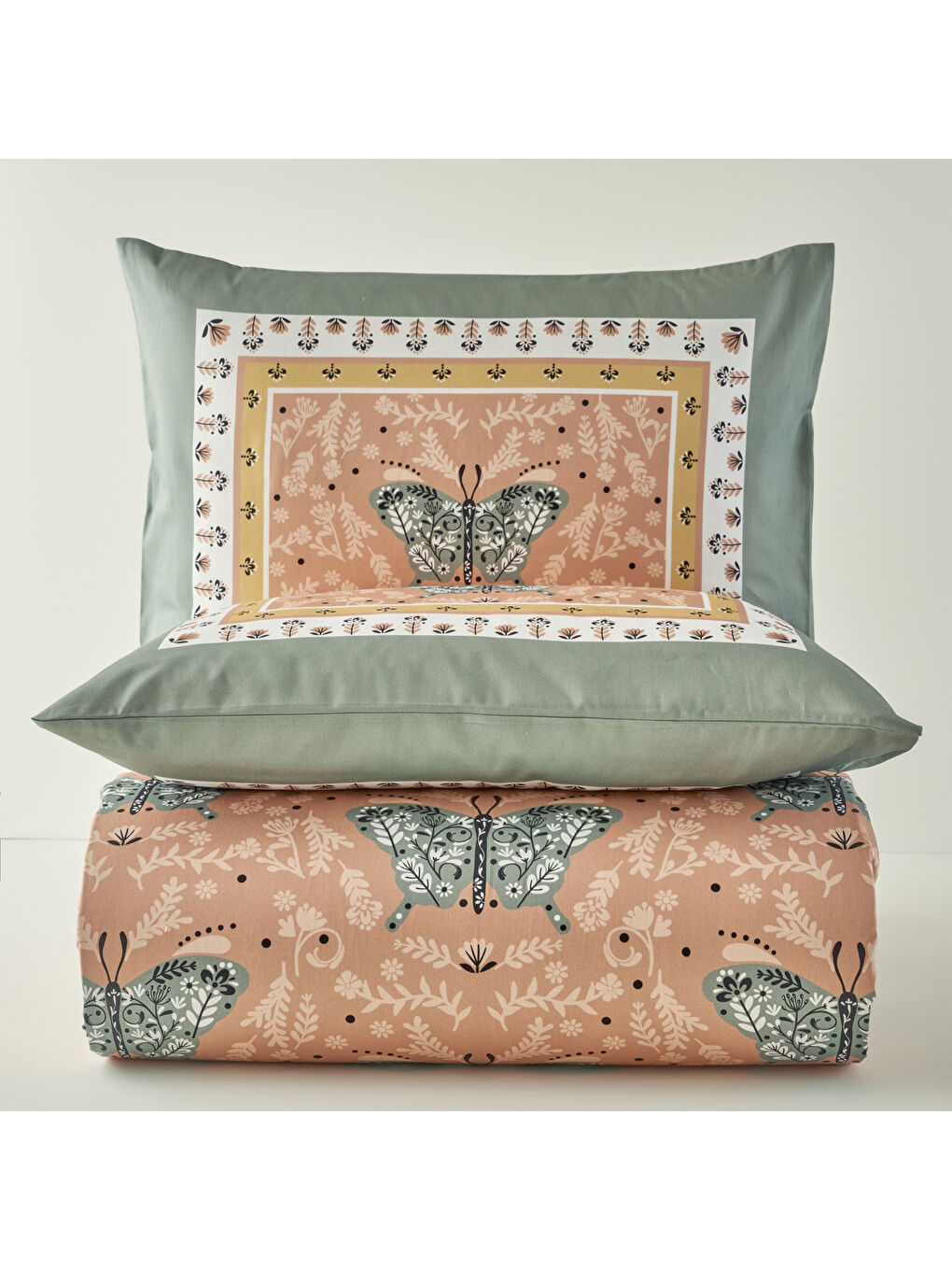 Karışık %100 Pamuk Saten Butterfly Çift kişilik Nevresim Seti (200x220 cm)-4