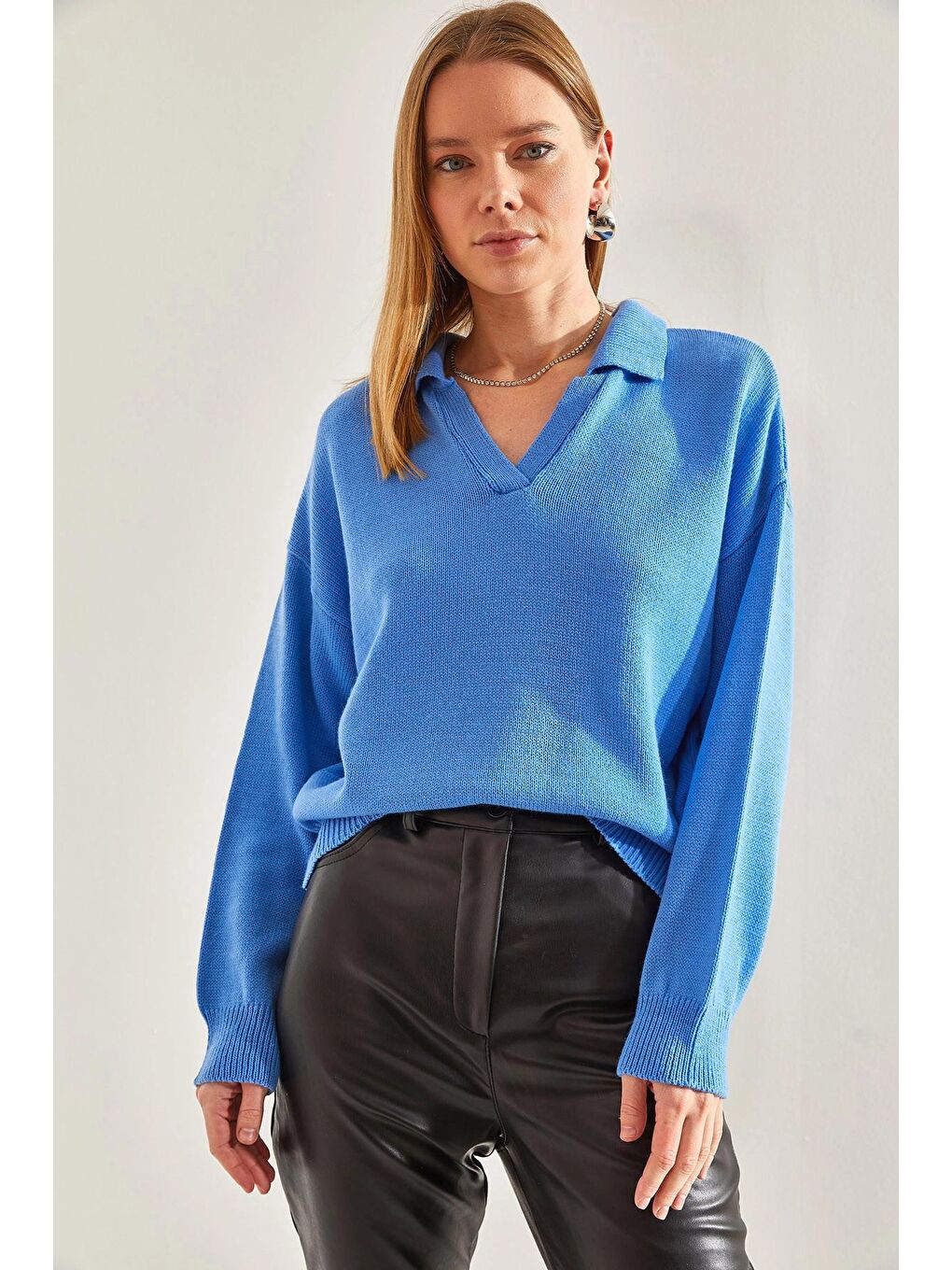 Mavi Kadın V Yaka Triko Kazak-3