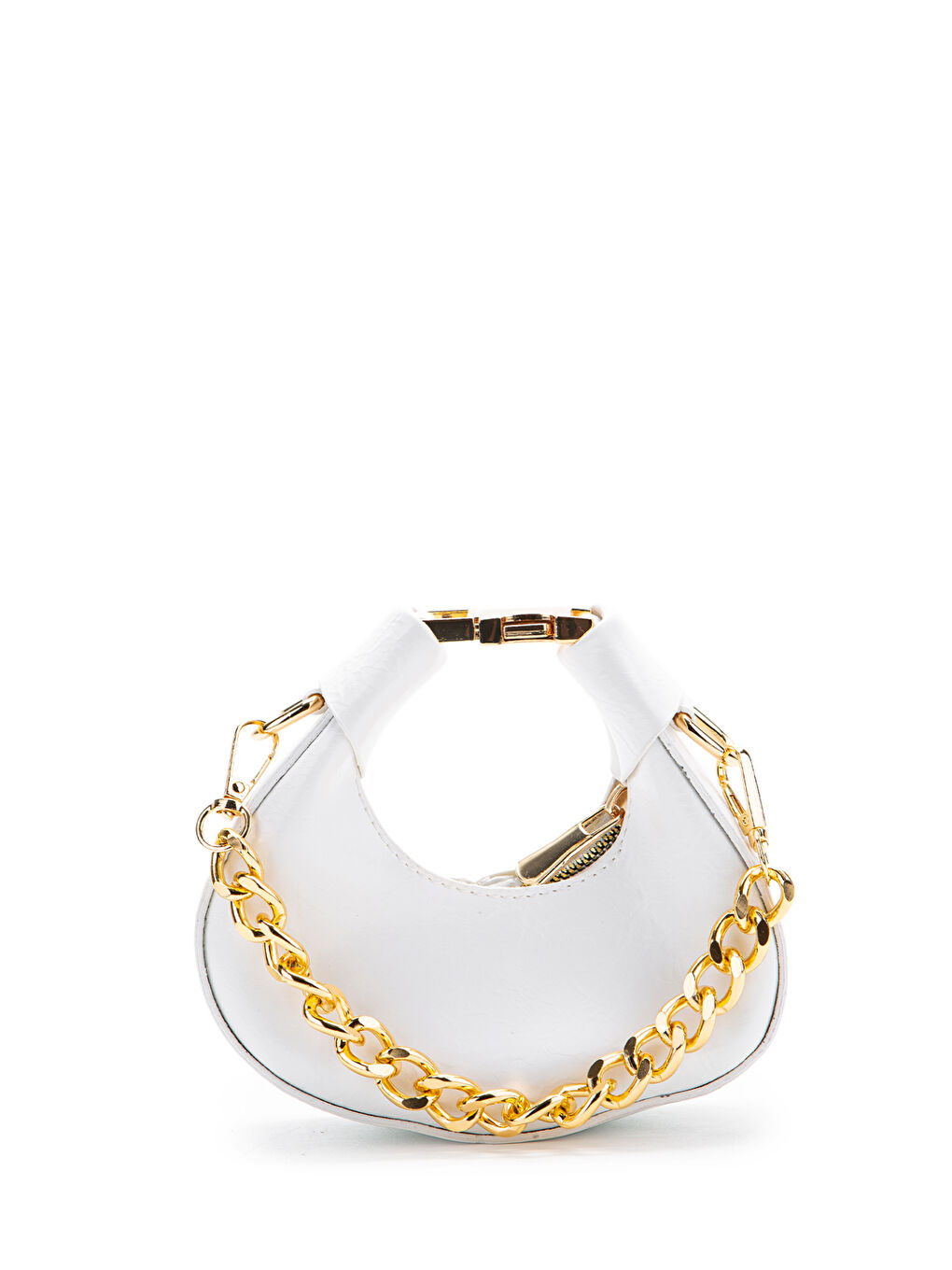 Metal Kilit Detaylı Uzun Askılı Mini Çapraz Çanta Rio Beyaz