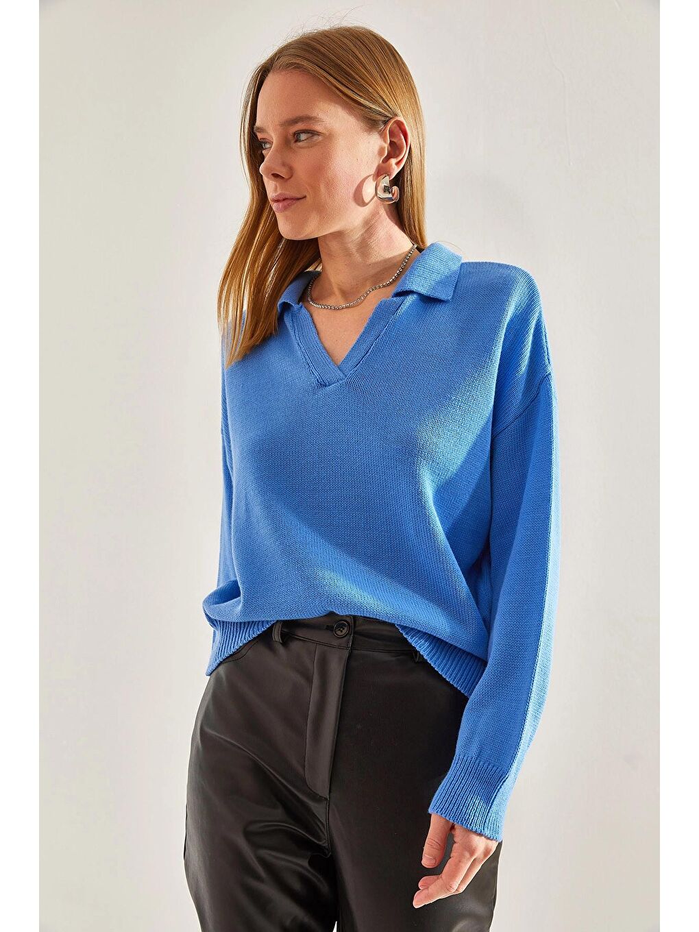 Mavi Kadın V Yaka Triko Kazak-4