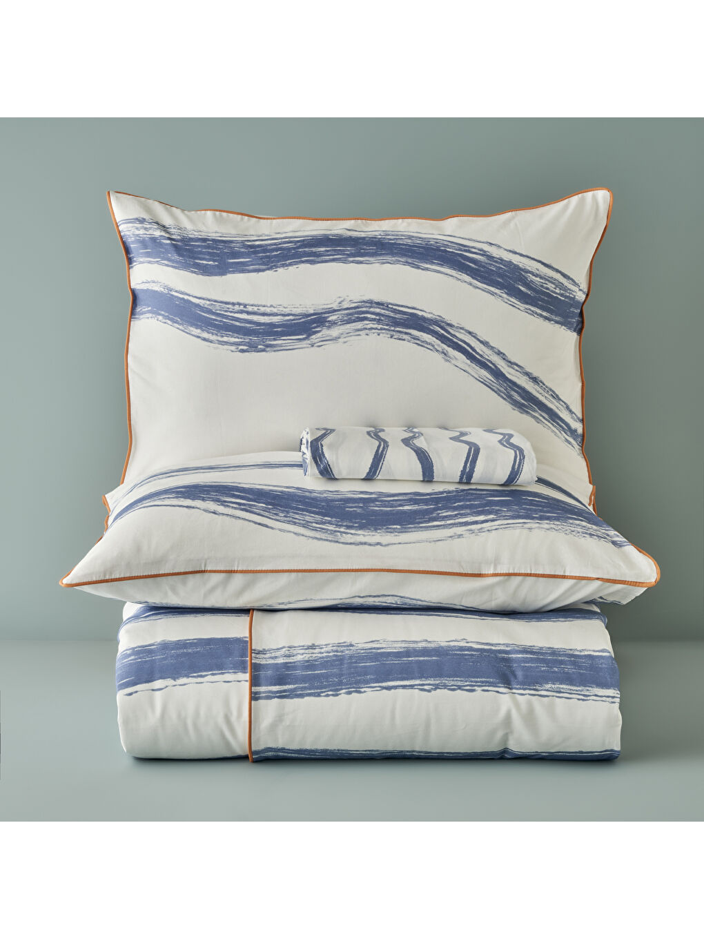 %100 Pamuk Saten Marine King Size Nevresim Seti Mavi-Beyaz (240x220 cm)-2