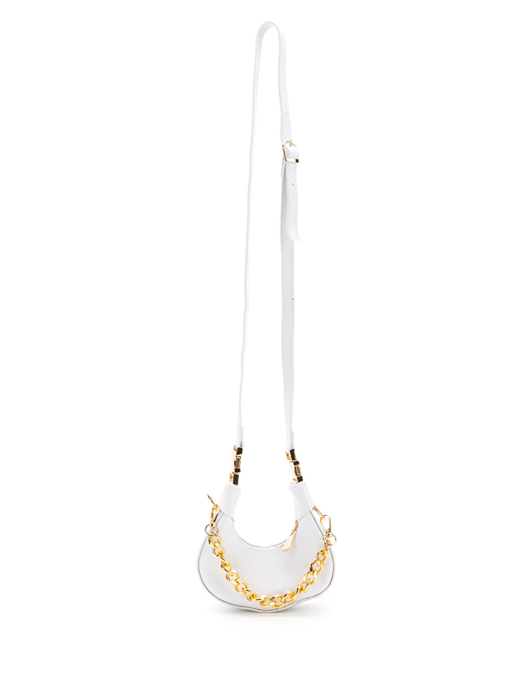 Metal Kilit Detaylı Uzun Askılı Mini Çapraz Çanta Rio Beyaz-2