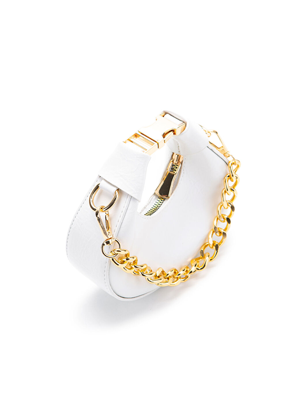 Metal Kilit Detaylı Uzun Askılı Mini Çapraz Çanta Rio Beyaz-3