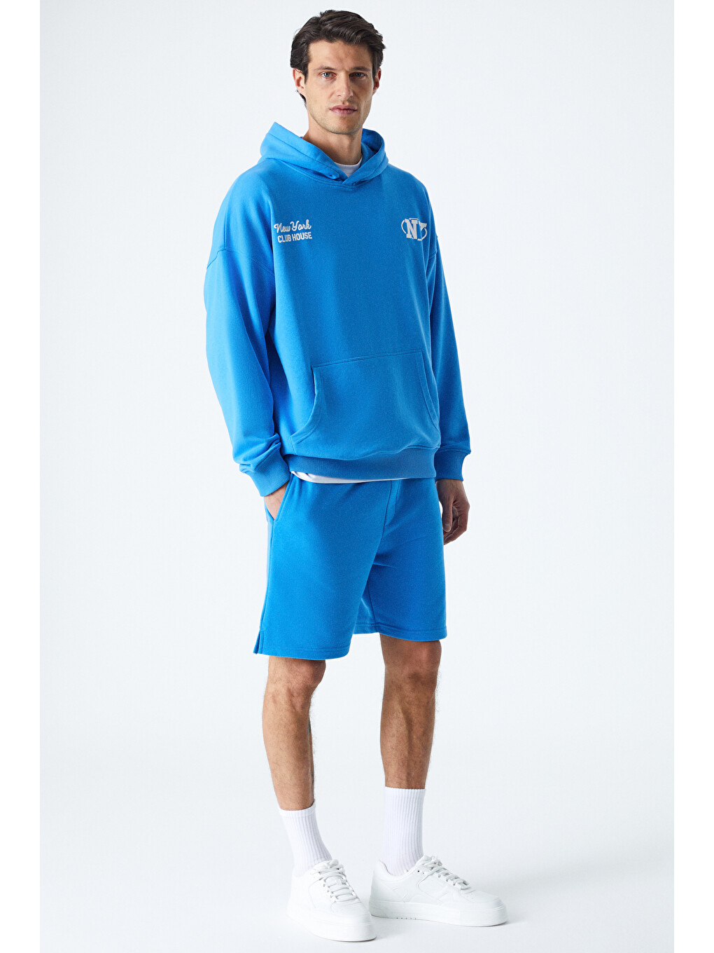 Mavi Agassı Erkek Yumuşacık Kumaşlı Saks Sweatshirt-3