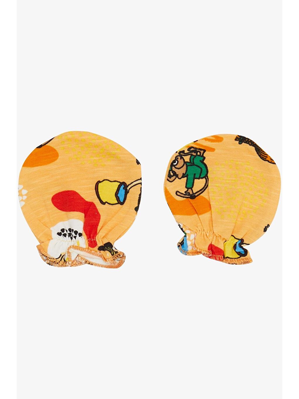 Yenidoğan Bebek Eldiven Desenli Hardal Sarı (7 X 9 Cm)-1
