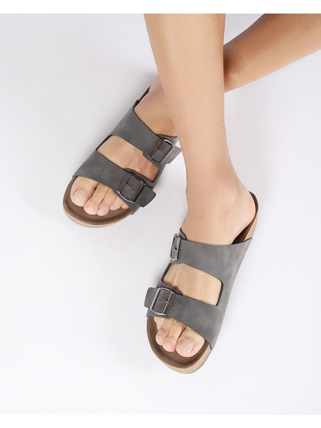 Antrasit Erkek Yazlık Çift Tokalı Terlik- AXIS-1