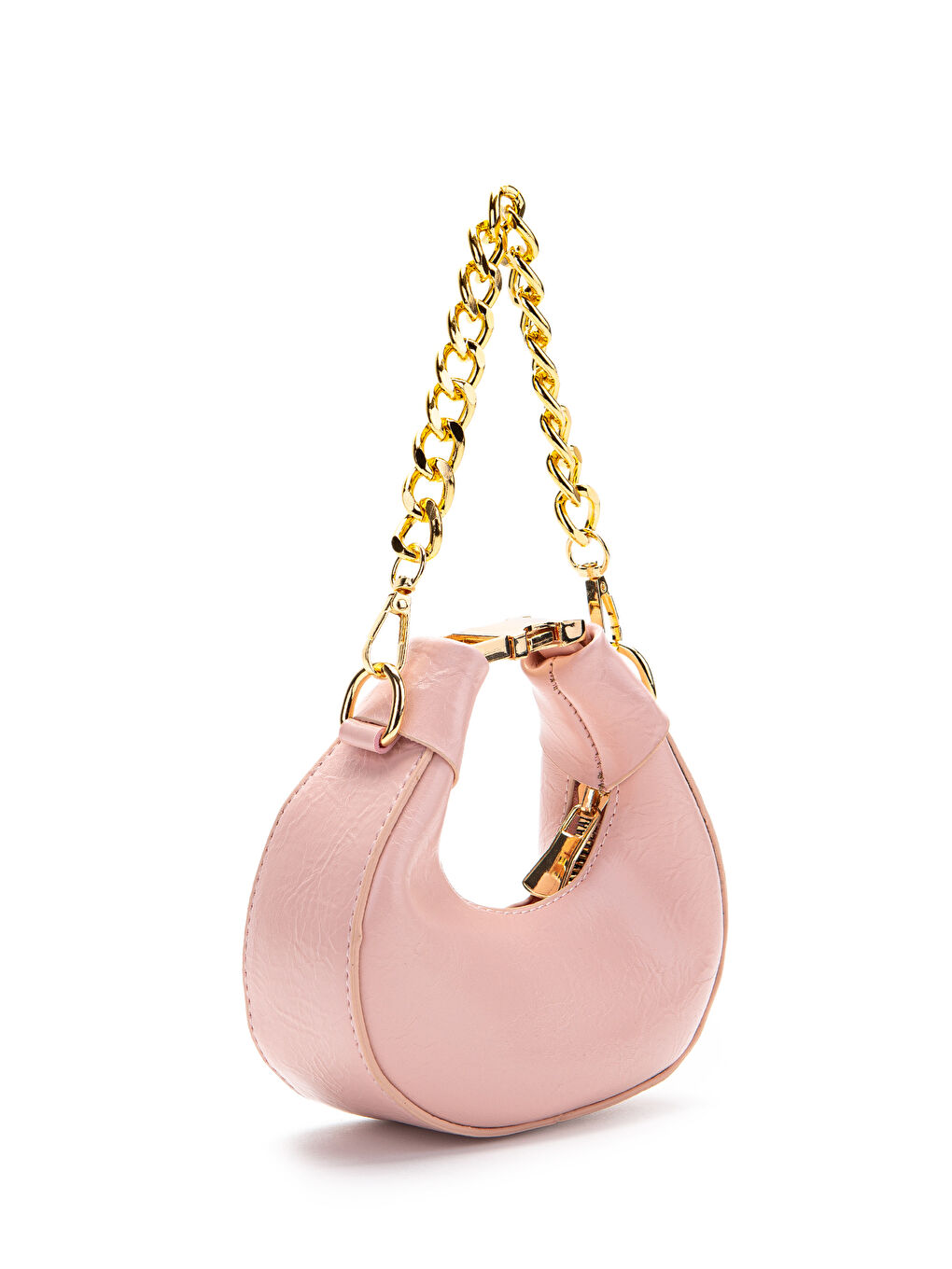 Pembe Metal Kilit Detaylı Uzun Askılı Mini Çapraz Çanta Rio Pudra-1