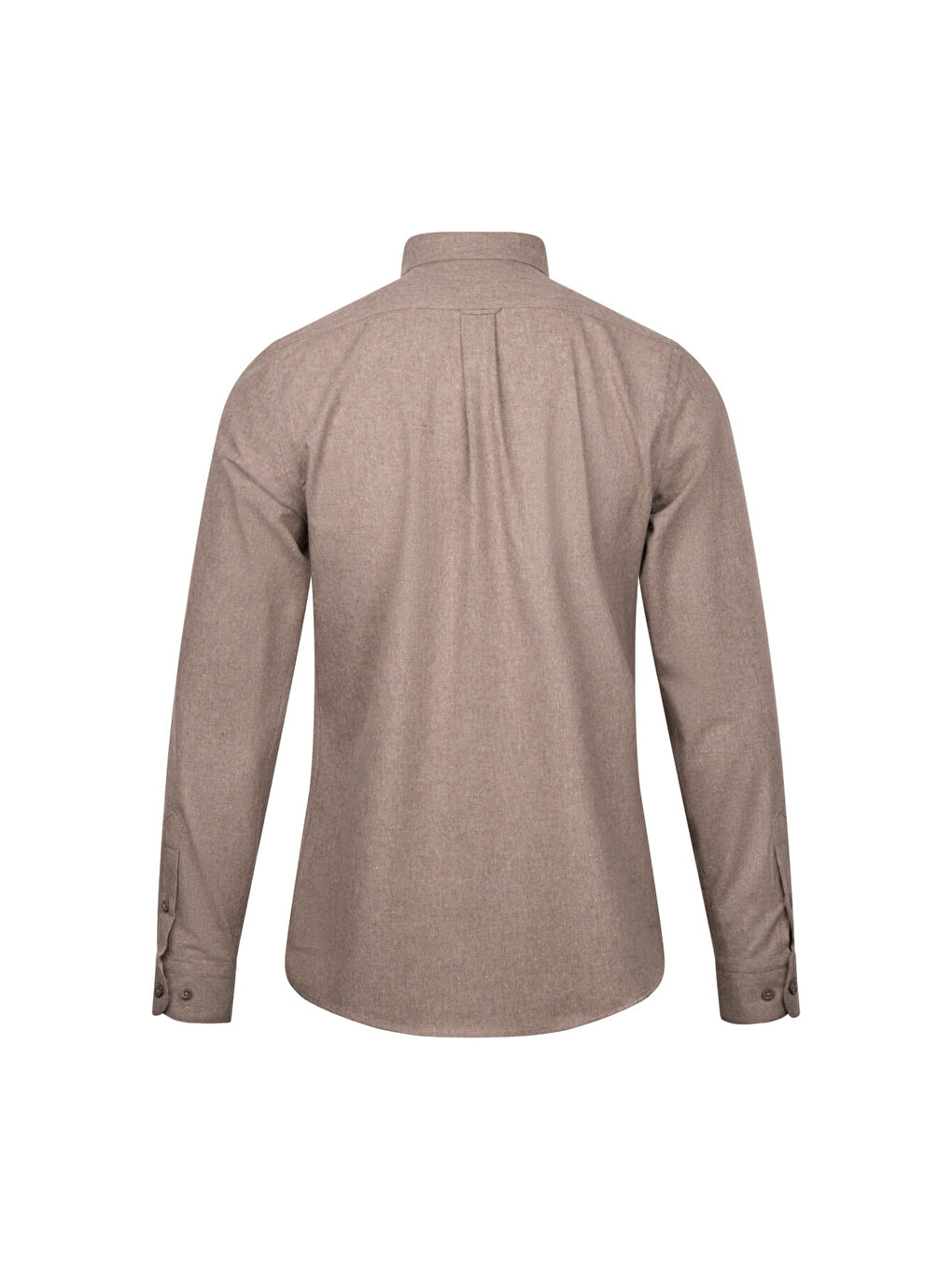 Kahverengi Slim Fit Düğmeli Yaka Pamuklu Uzun Kollu Gömlek-1