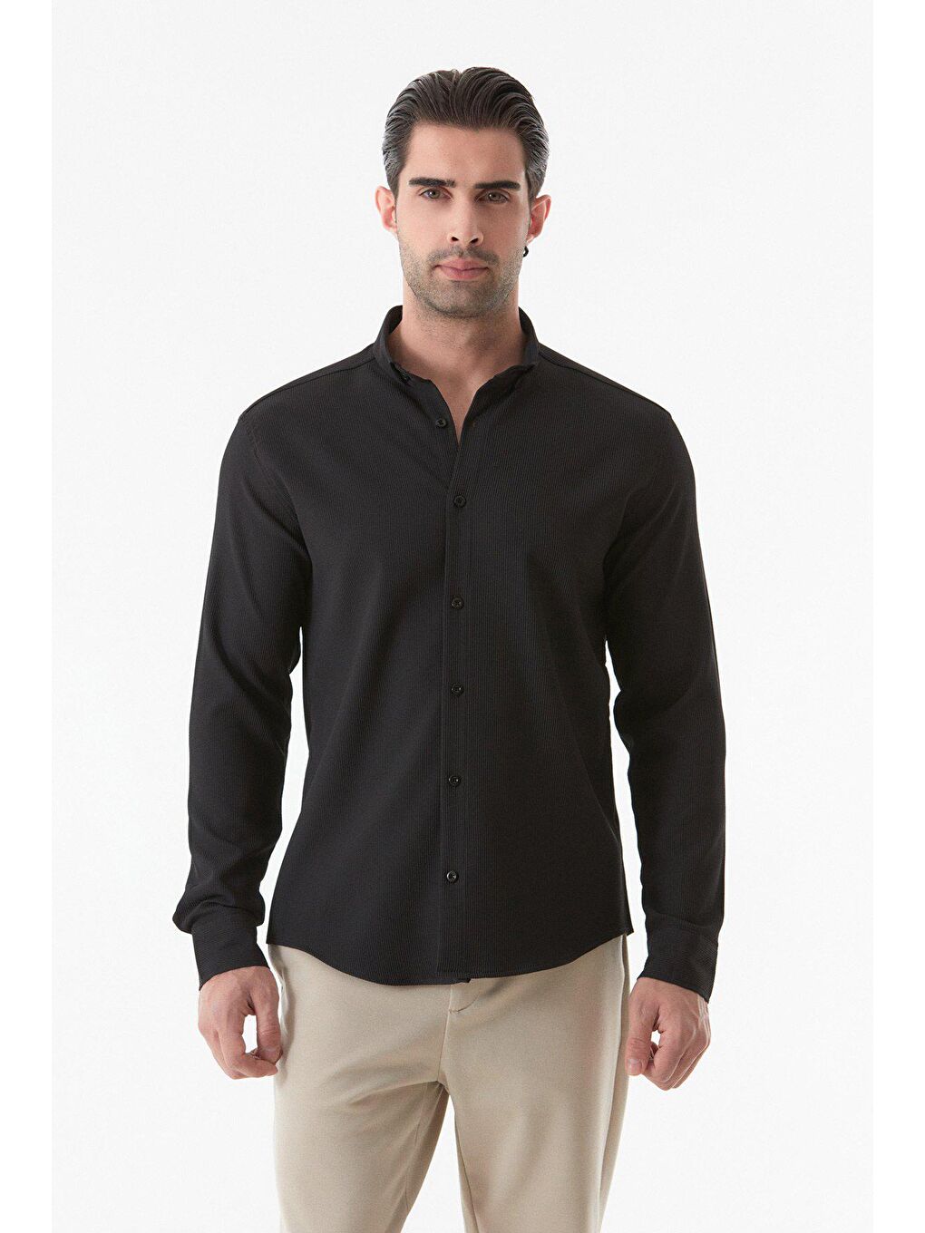 Siyah Fitilli Uzun Kollu Gömlek-3