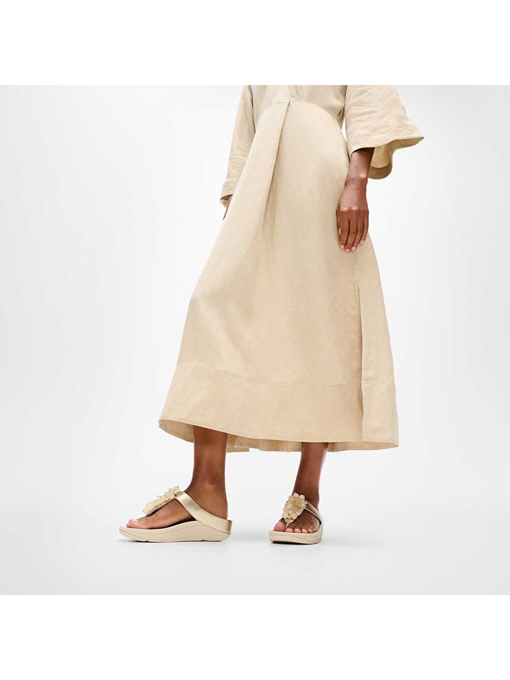 Sarı Kadın Altın Rengi Parmak Arası Terlik-5