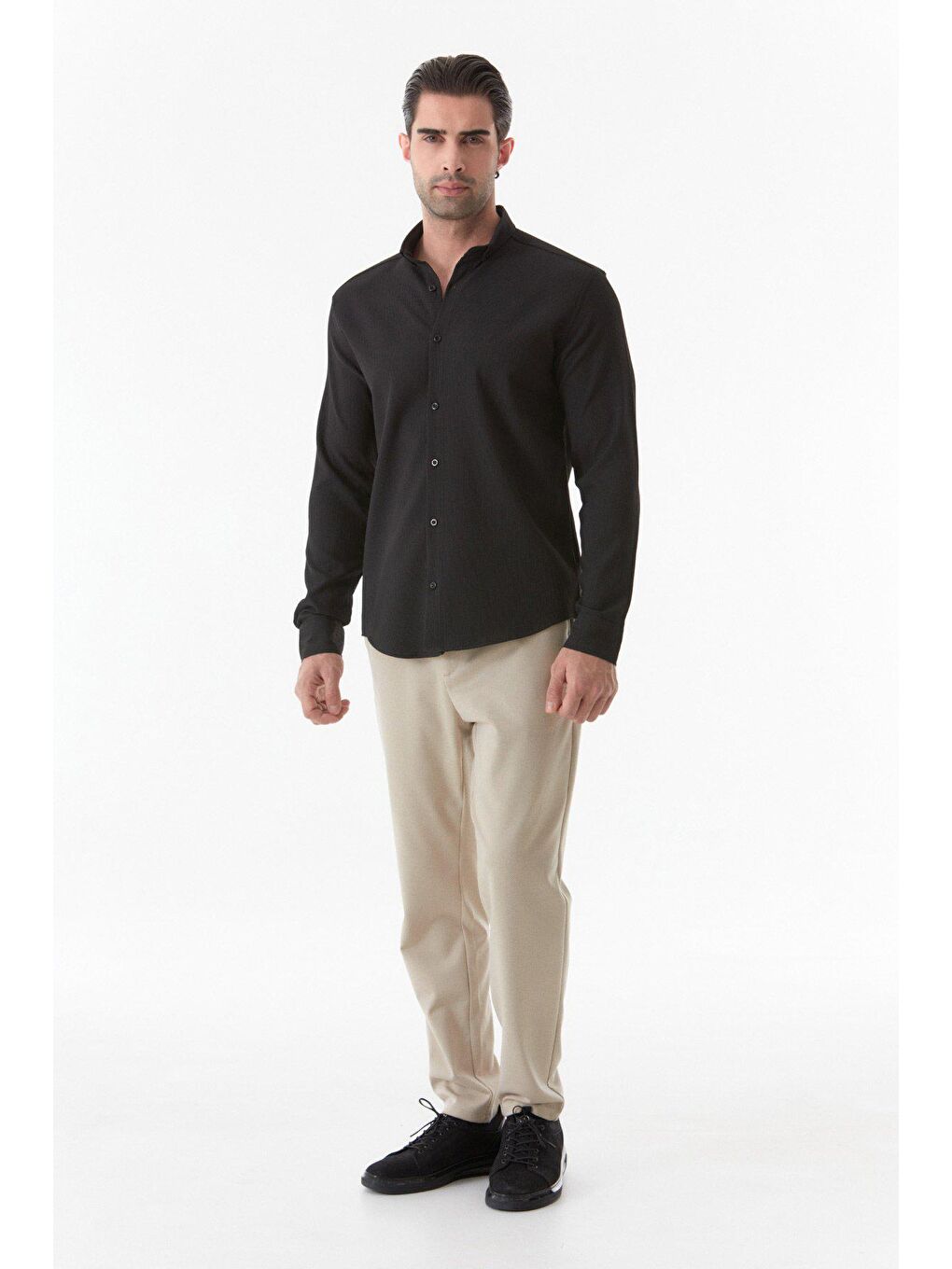 Siyah Fitilli Uzun Kollu Gömlek-4