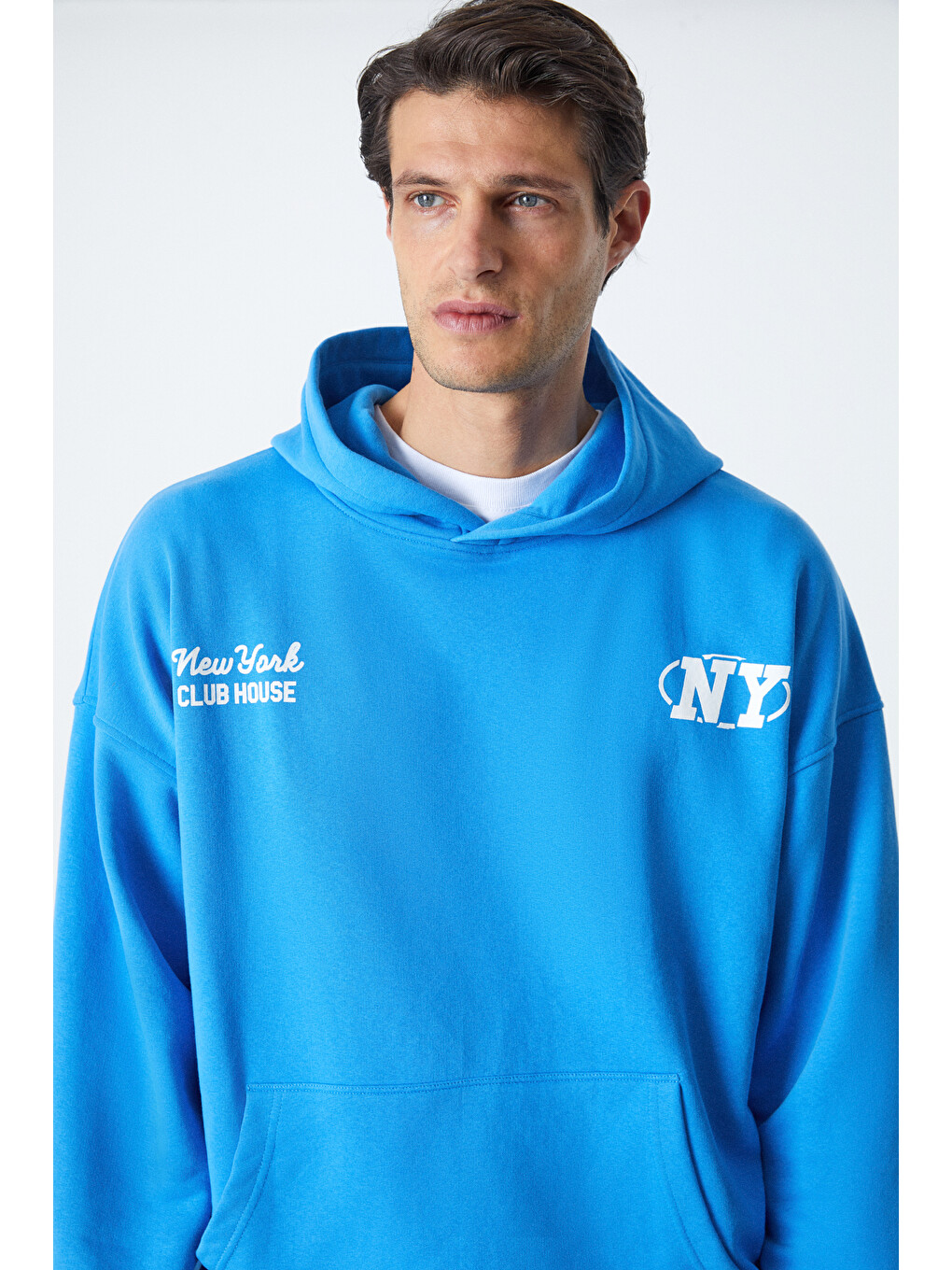 Mavi Agassı Erkek Yumuşacık Kumaşlı Saks Sweatshirt-4