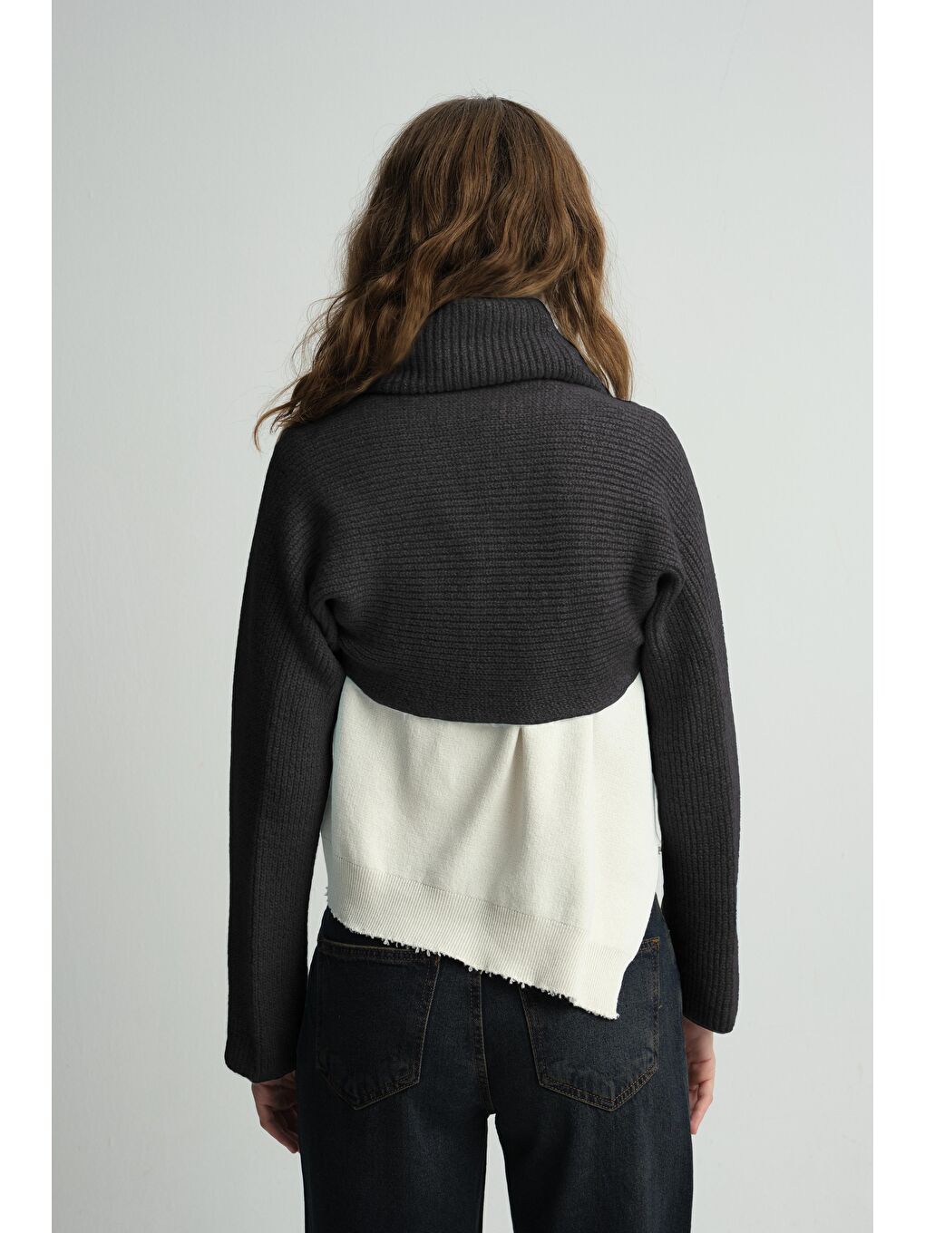 Antrasit Triko Boyunluklu Bolero Takım-3