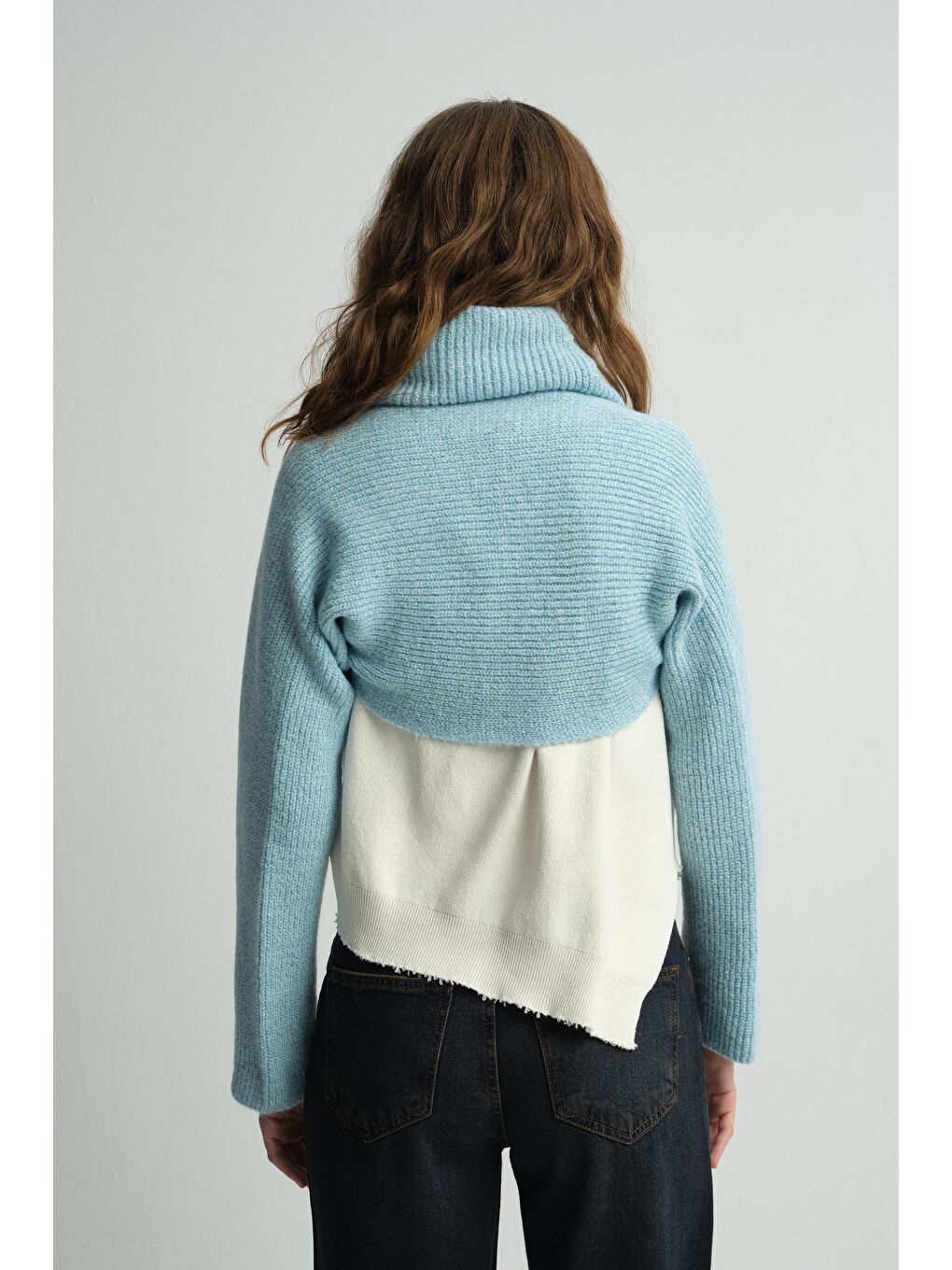 Mavi Triko Boyunluklu Bolero Takım-4