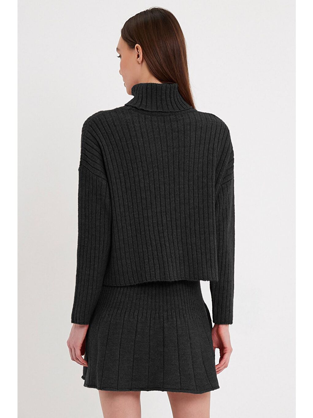 Antrasit Fitilli Etek Kazak Triko Takım-3