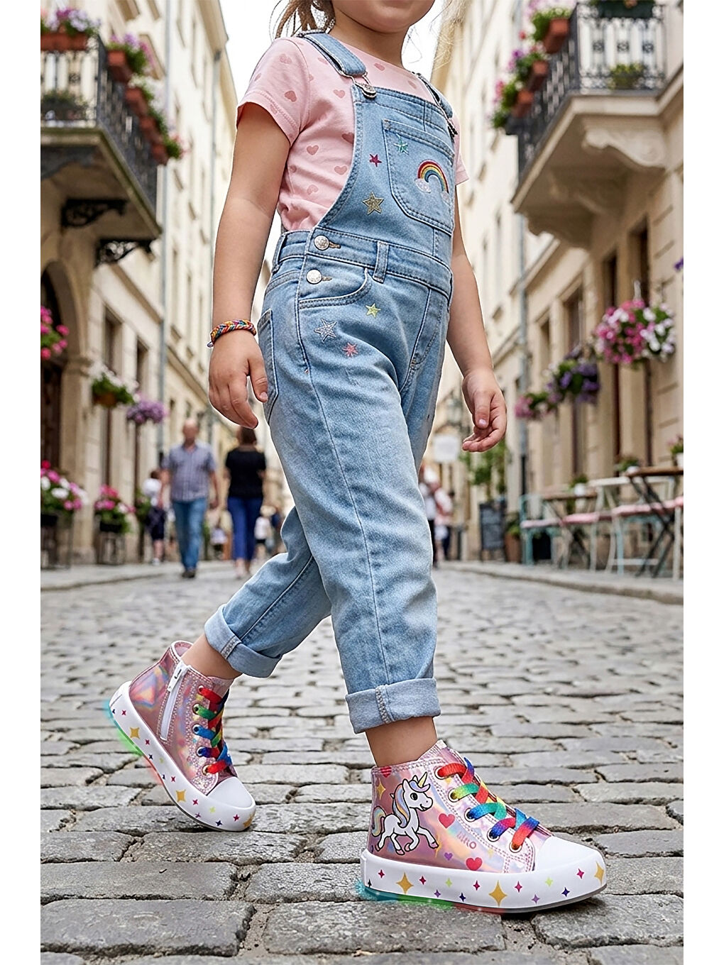 Pembe Pames Fermuarlı Işıklı Kız Çocuk Spor Ayakkabı-2