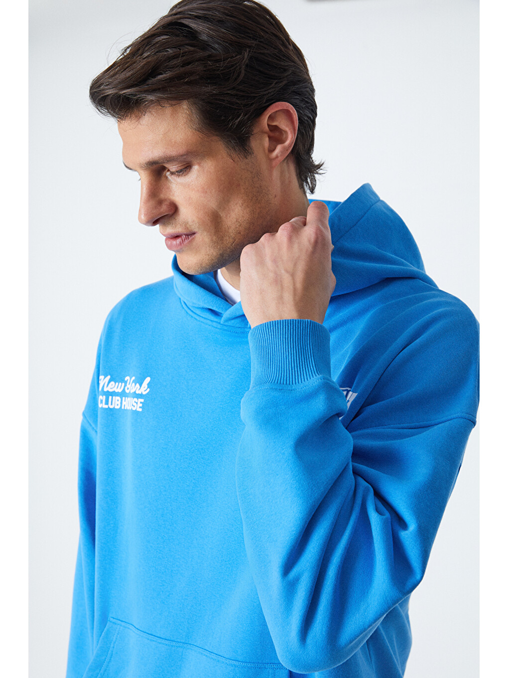 Mavi Agassı Erkek Yumuşacık Kumaşlı Saks Sweatshirt-5
