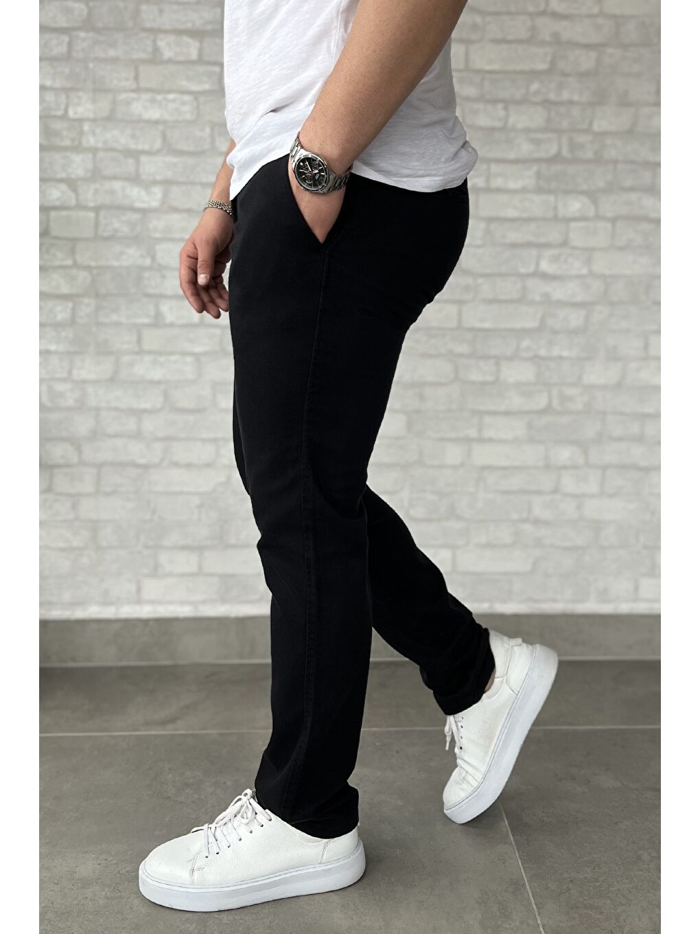Siyah Erkek Gabardin Pantolon-1