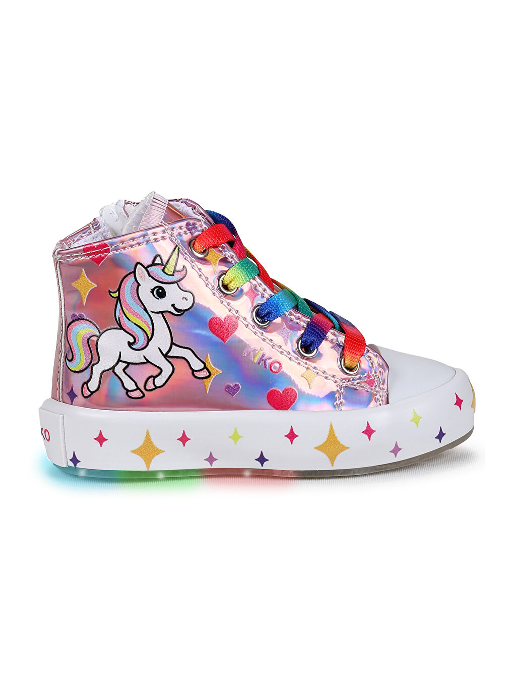 Pembe Pames Fermuarlı Işıklı Kız Çocuk Spor Ayakkabı-3