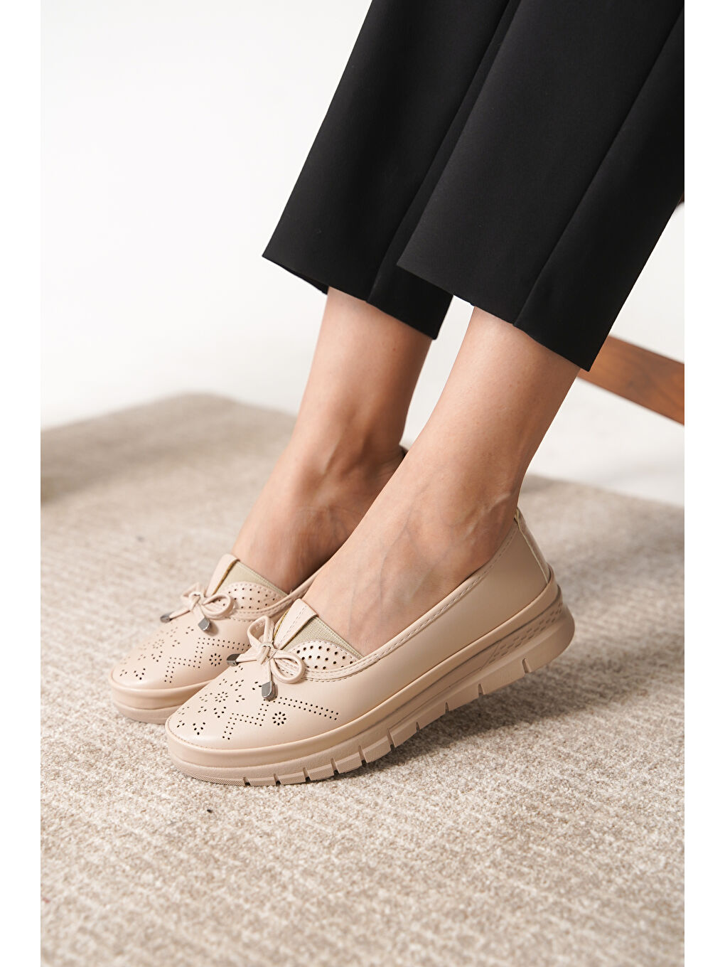 Bej D0109 Günlük Ortopedik Kadın Babet Ayakkabı-3