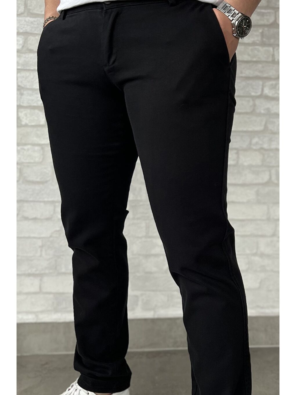 Siyah Erkek Gabardin Pantolon-3