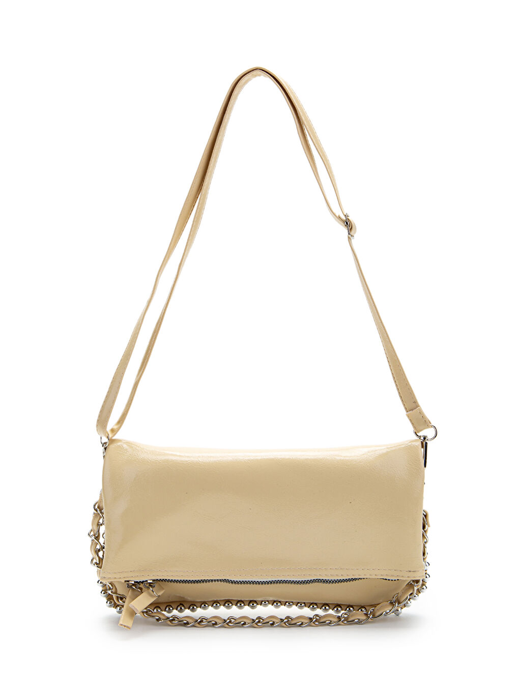 Metal Boncuk Detaylı Çift Askılı Suni Deri Kadın Çapraz Çanta Jackie Tereyağ Sarısı-1