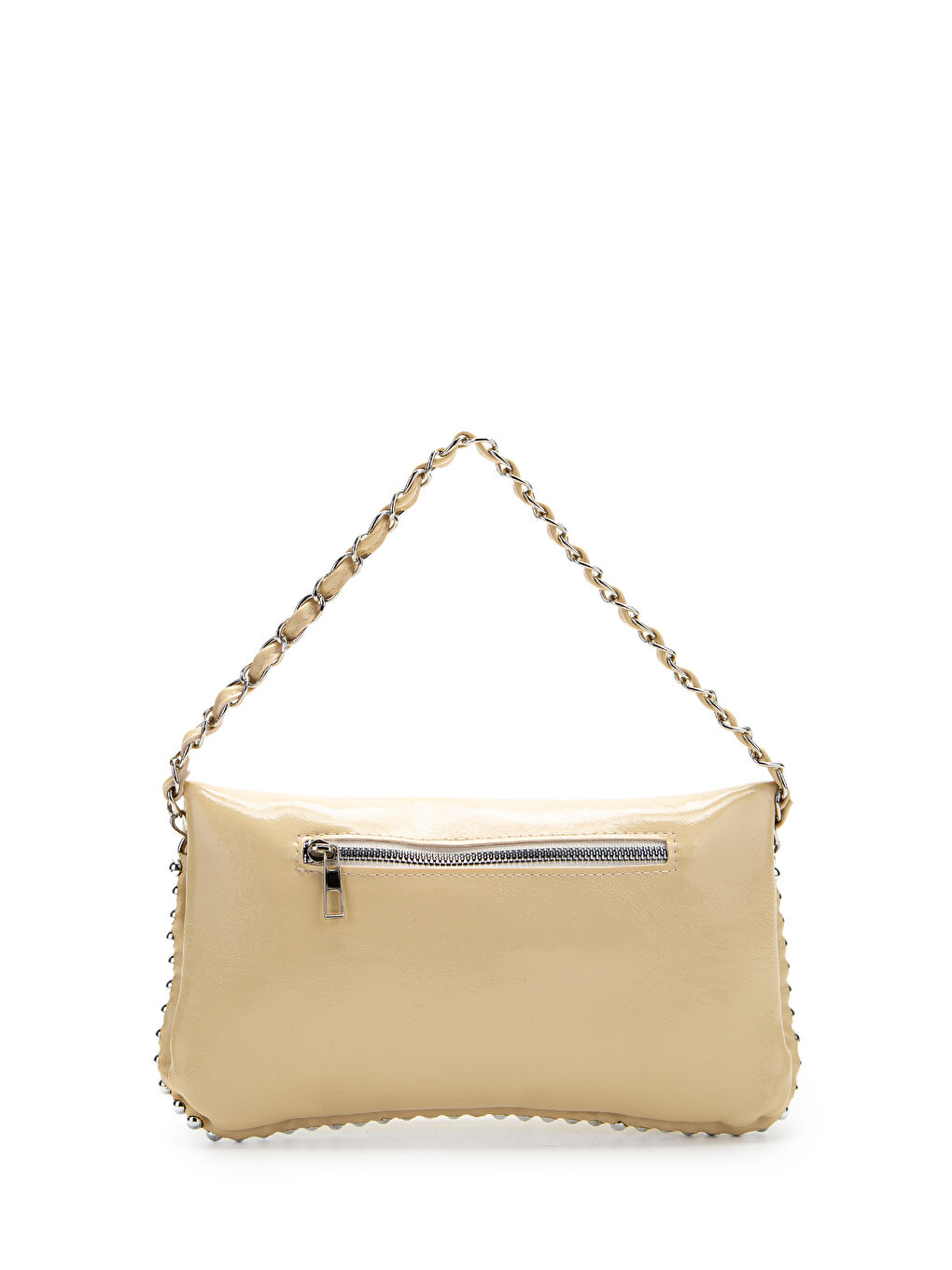 Metal Boncuk Detaylı Çift Askılı Suni Deri Kadın Çapraz Çanta Jackie Tereyağ Sarısı-3