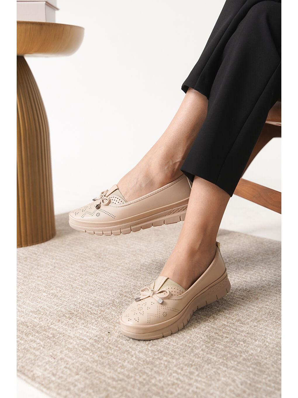 Bej D0109 Günlük Ortopedik Kadın Babet Ayakkabı-4