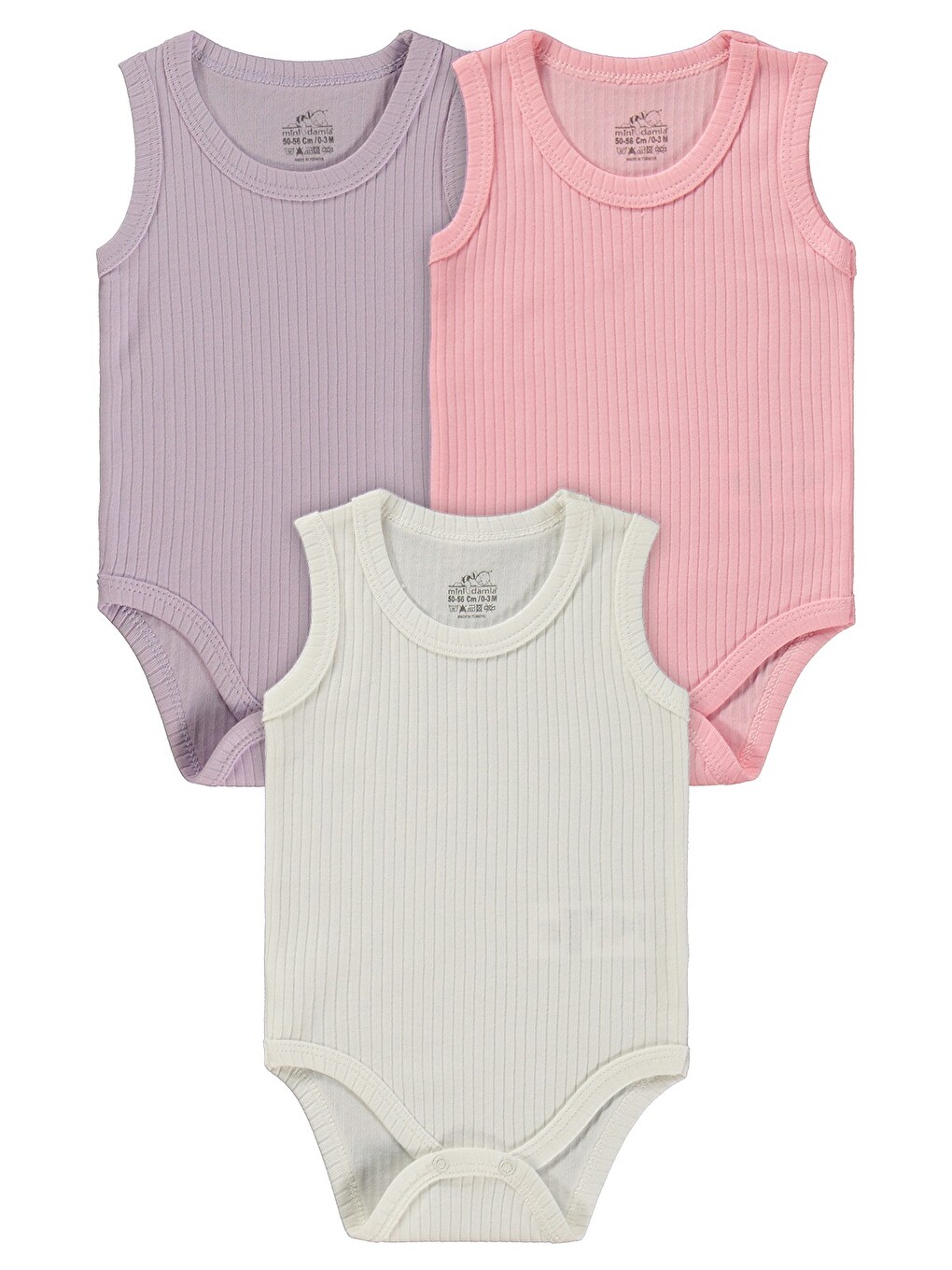 Askılı Basic 3'lü Set 1-18 Ay Çıtçıtlı Badi - Pembe