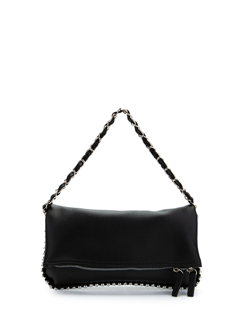 Metal Boncuk Detaylı Çift Askılı Suni Deri Kadın Çapraz Çanta Jackie Siyah