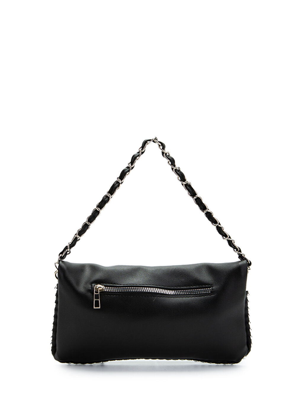 Metal Boncuk Detaylı Çift Askılı Suni Deri Kadın Çapraz Çanta Jackie Siyah-2