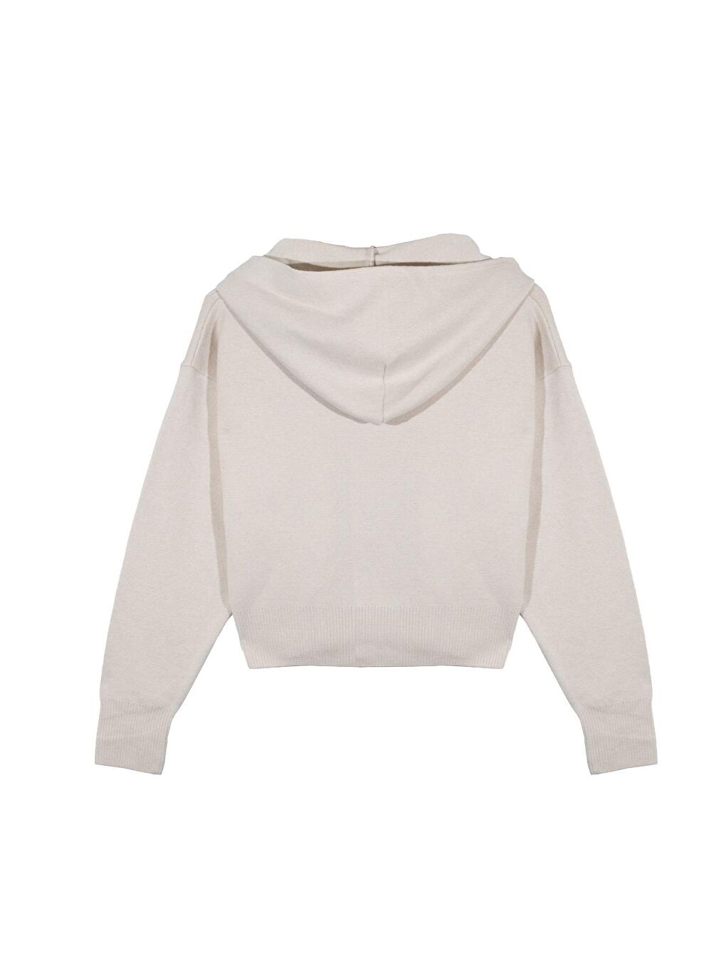 Ekru Kapüşonlu Triko Sweatshirt-7