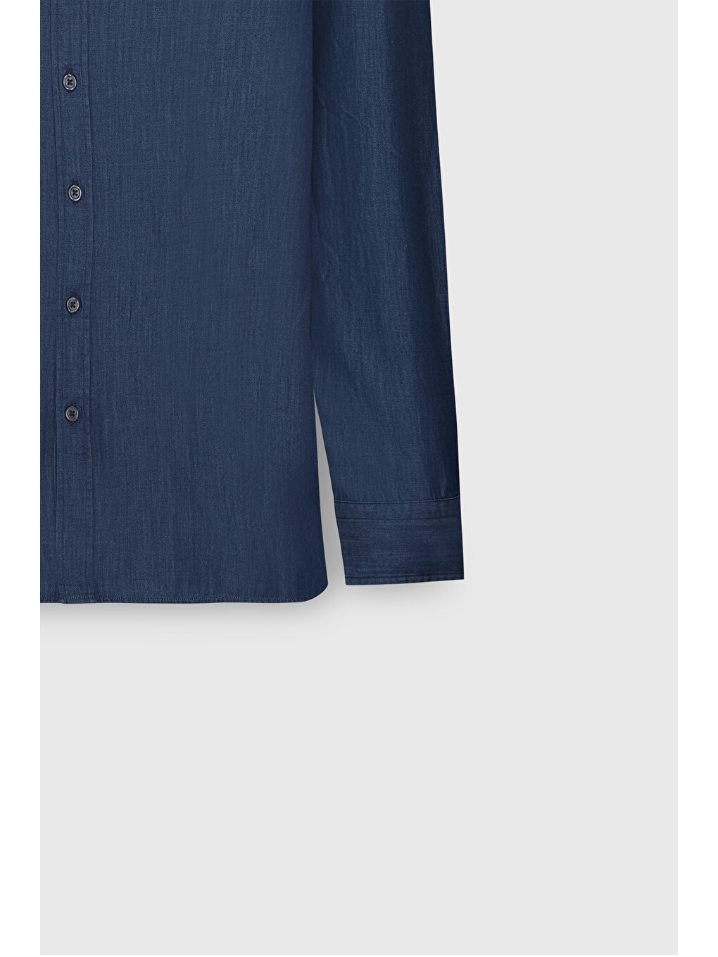 Erkek İndigo %100 Pamuk Slim Fit Dar Kesim Jean Jean Denim Gömlek-7
