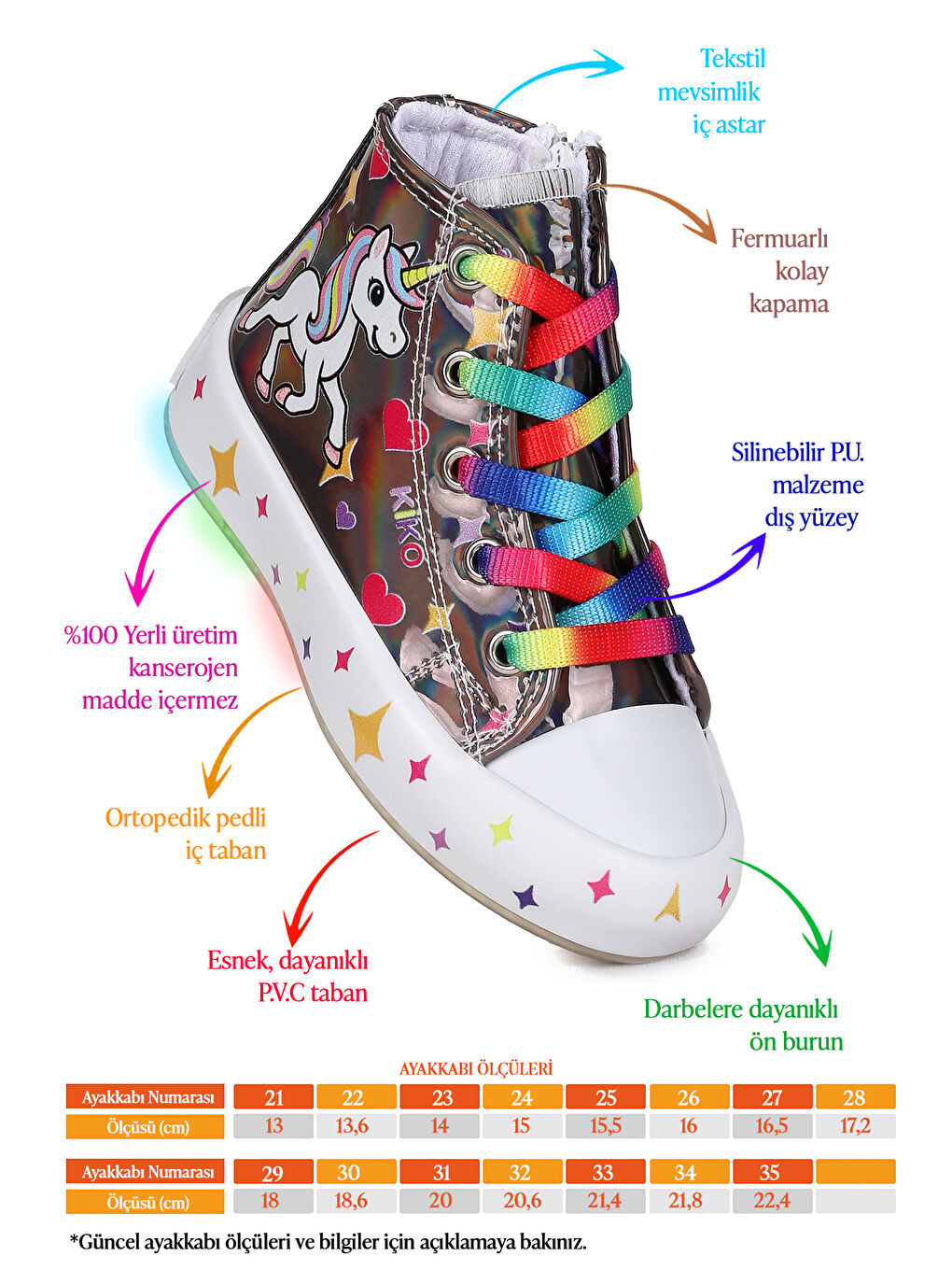 Gri Pames Fermuarlı Işıklı Kız Çocuk Spor Ayakkabı-1