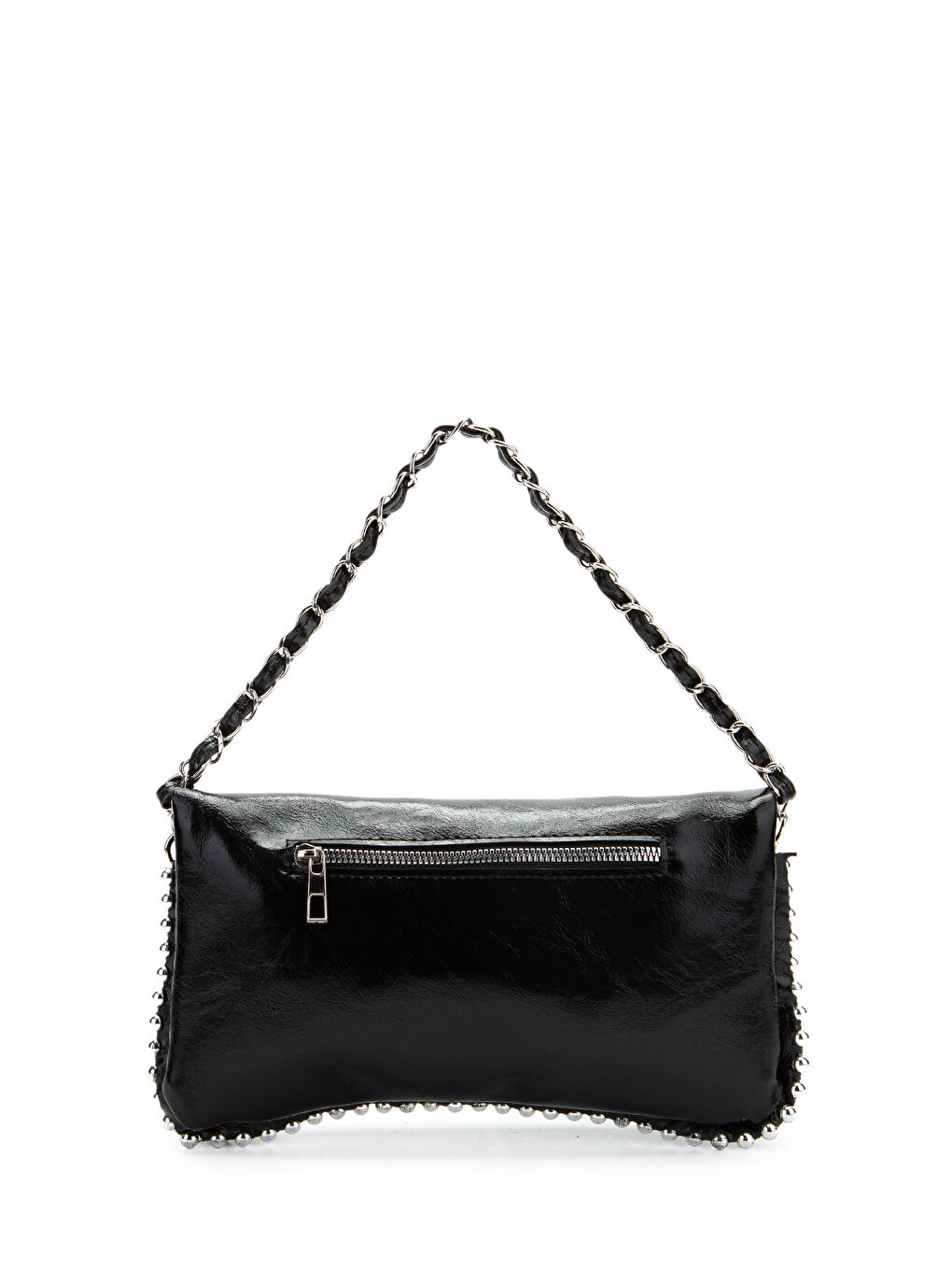 Metal Boncuk Detaylı Çift Askılı Suni Deri Kadın Çapraz Çanta Jackie Rugan Siyah-3