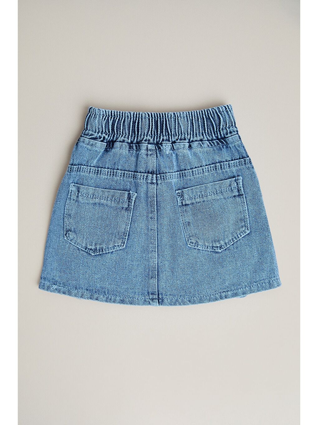 Mavi %100 Pamuk Çiçek Nakışlı Kız Çocuk Jean Etek-3