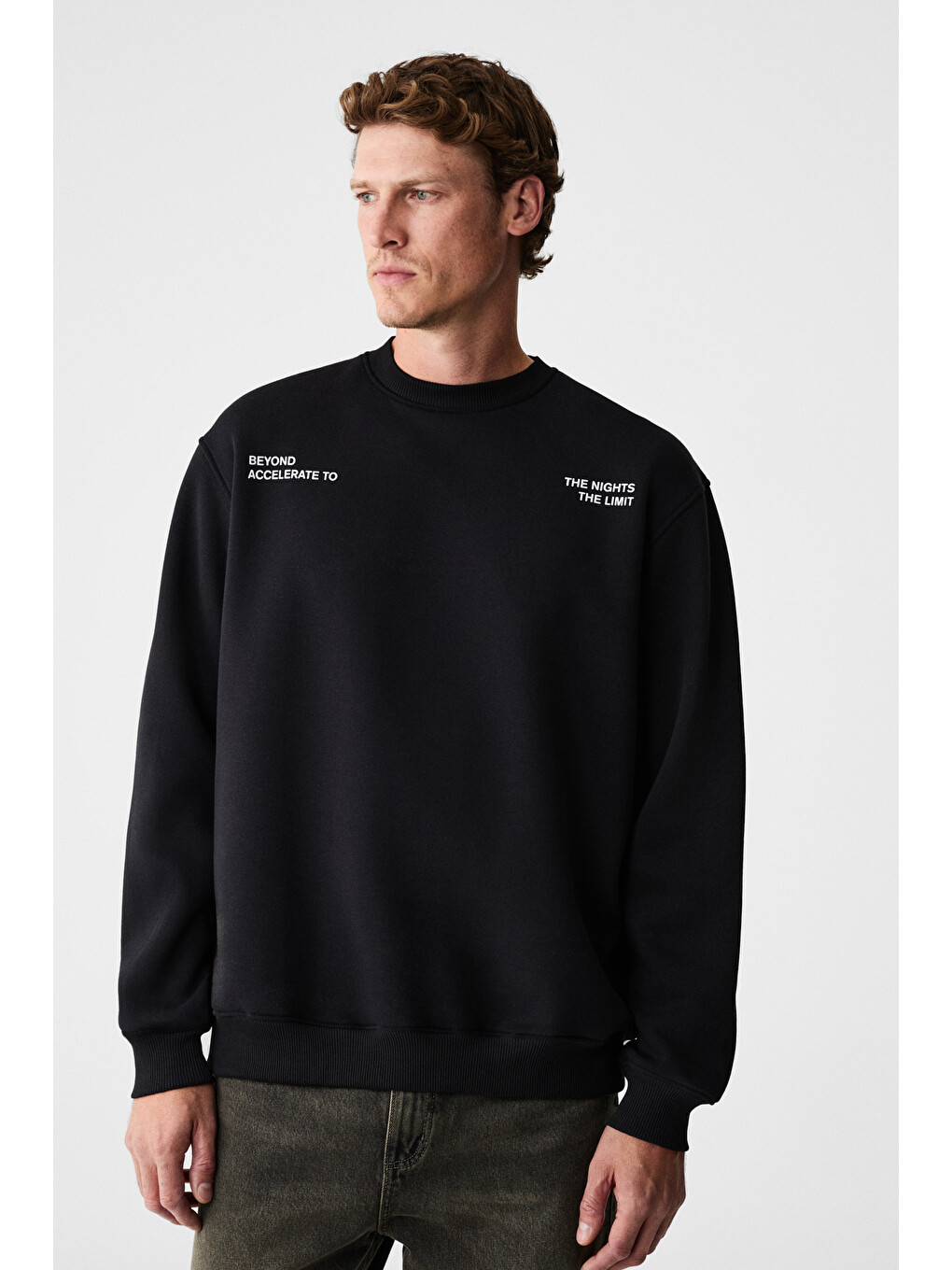 Alarıc Erkek Yuvarlak Yaka Önü Baskılı Regular Fit Antrasit Sweatshirt-3