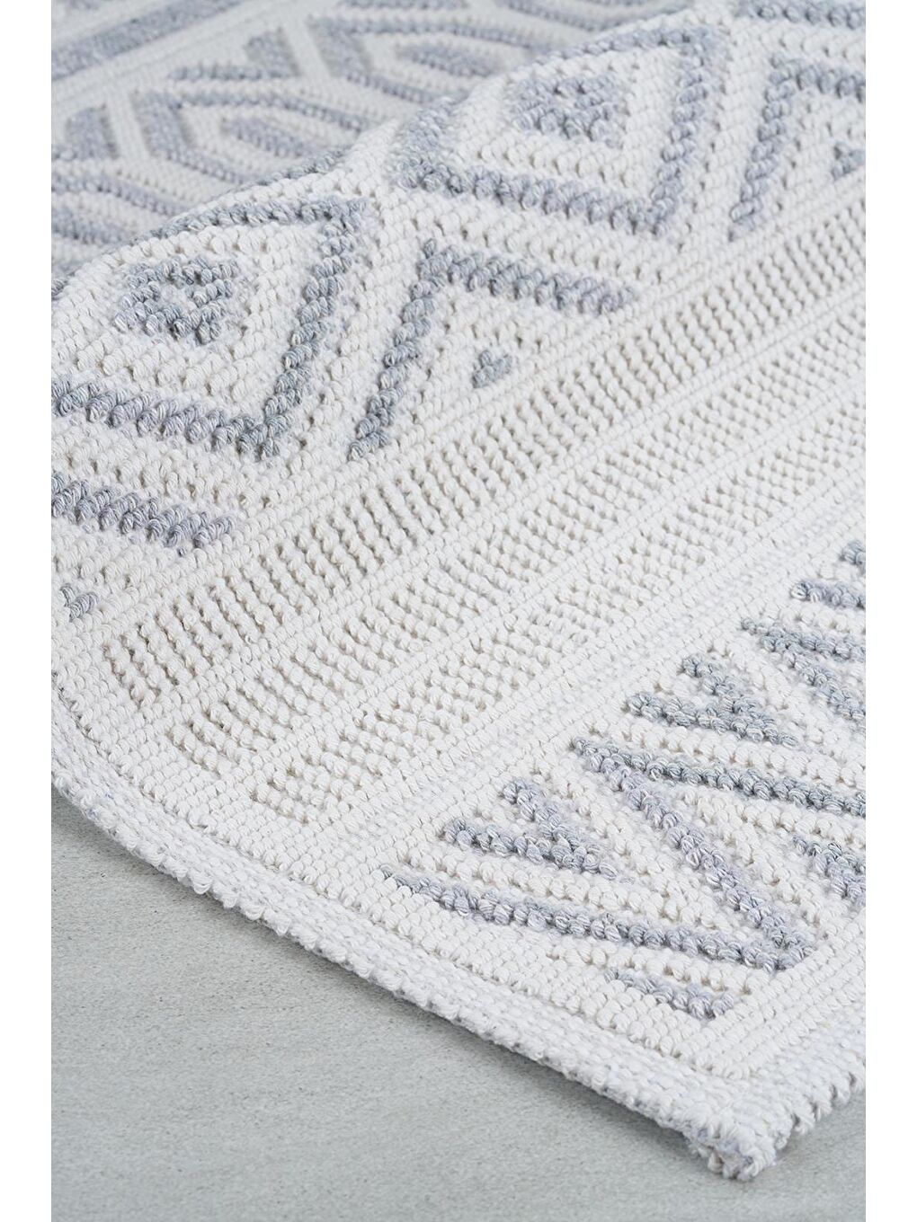 Hat Doğal Pamuklu 2'li Banyo Paspas Seti 60x100+50x60 cm Gri-4