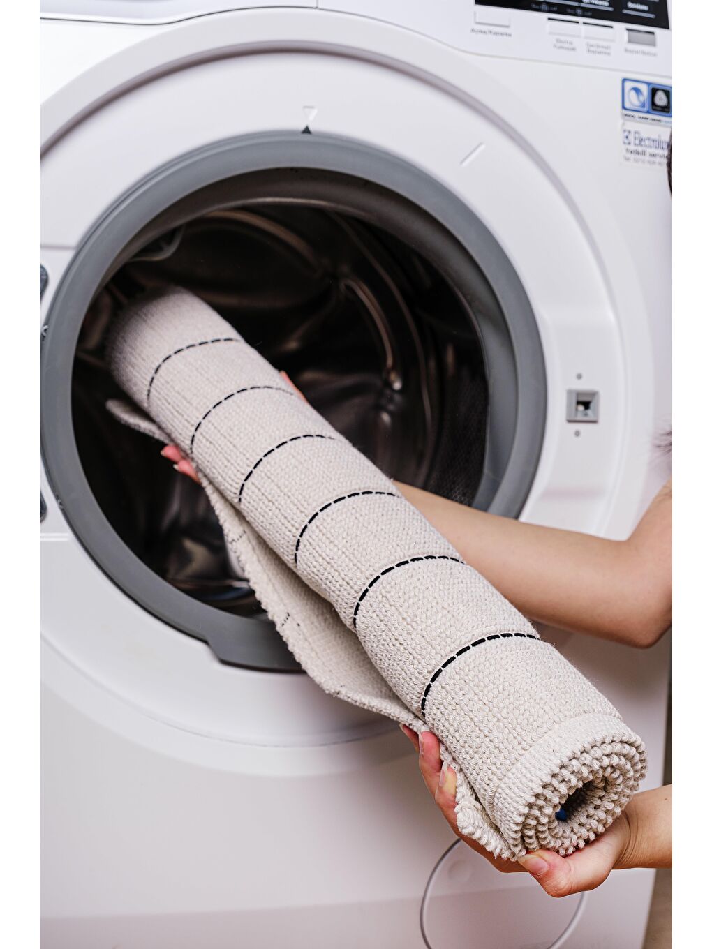 Basic Stripe Doğal Pamuklu 2'li Banyo Paspas Seti 60x100+50x60Cm Ekru-3