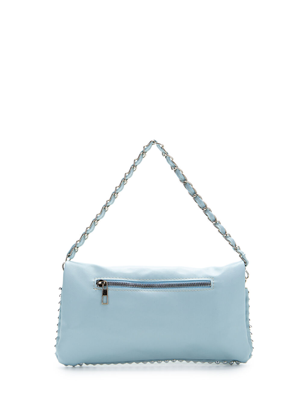 Metal Boncuk Detaylı Çift Askılı Suni Deri Kadın Çapraz Çanta Jackie Bebe Mavi-3