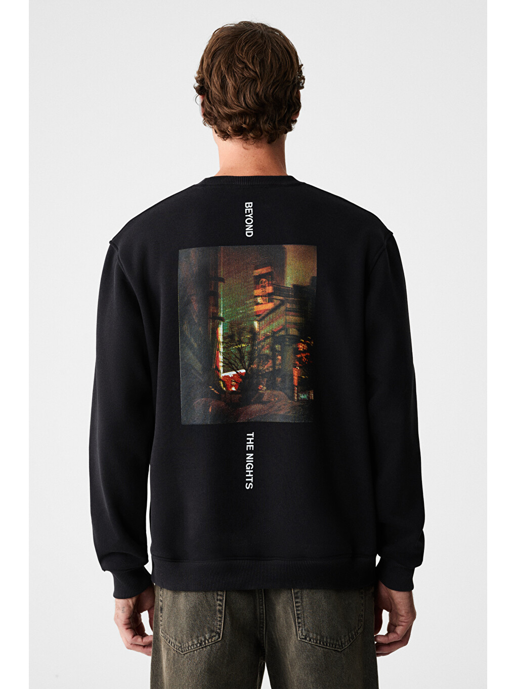 Alarıc Erkek Yuvarlak Yaka Önü Baskılı Regular Fit Antrasit Sweatshirt-5