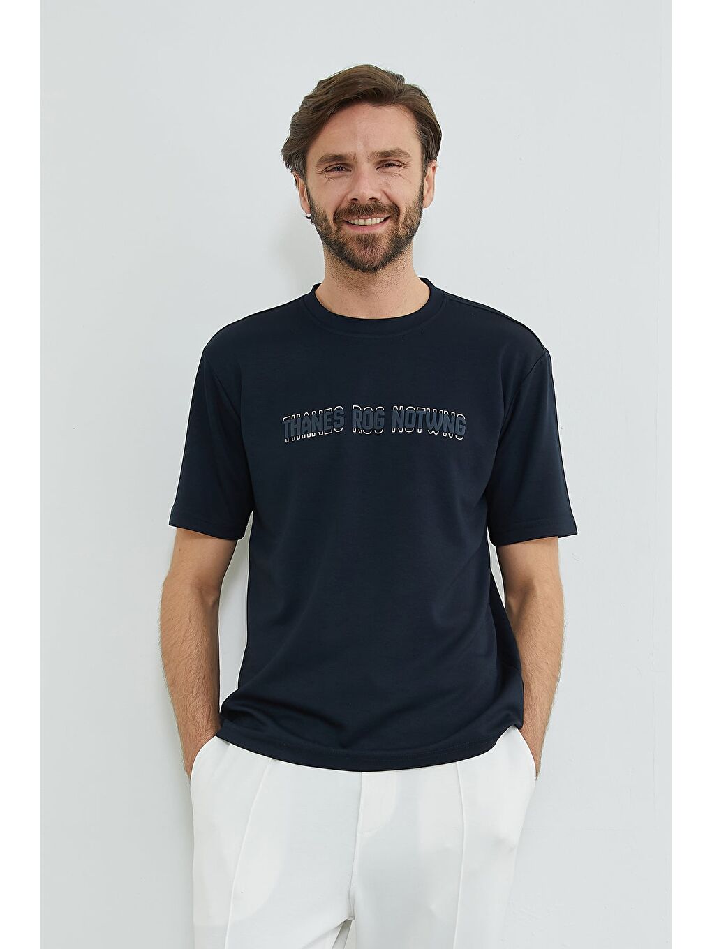 Ekru Beli Lastikli Çimalı Modal Pantolon-1