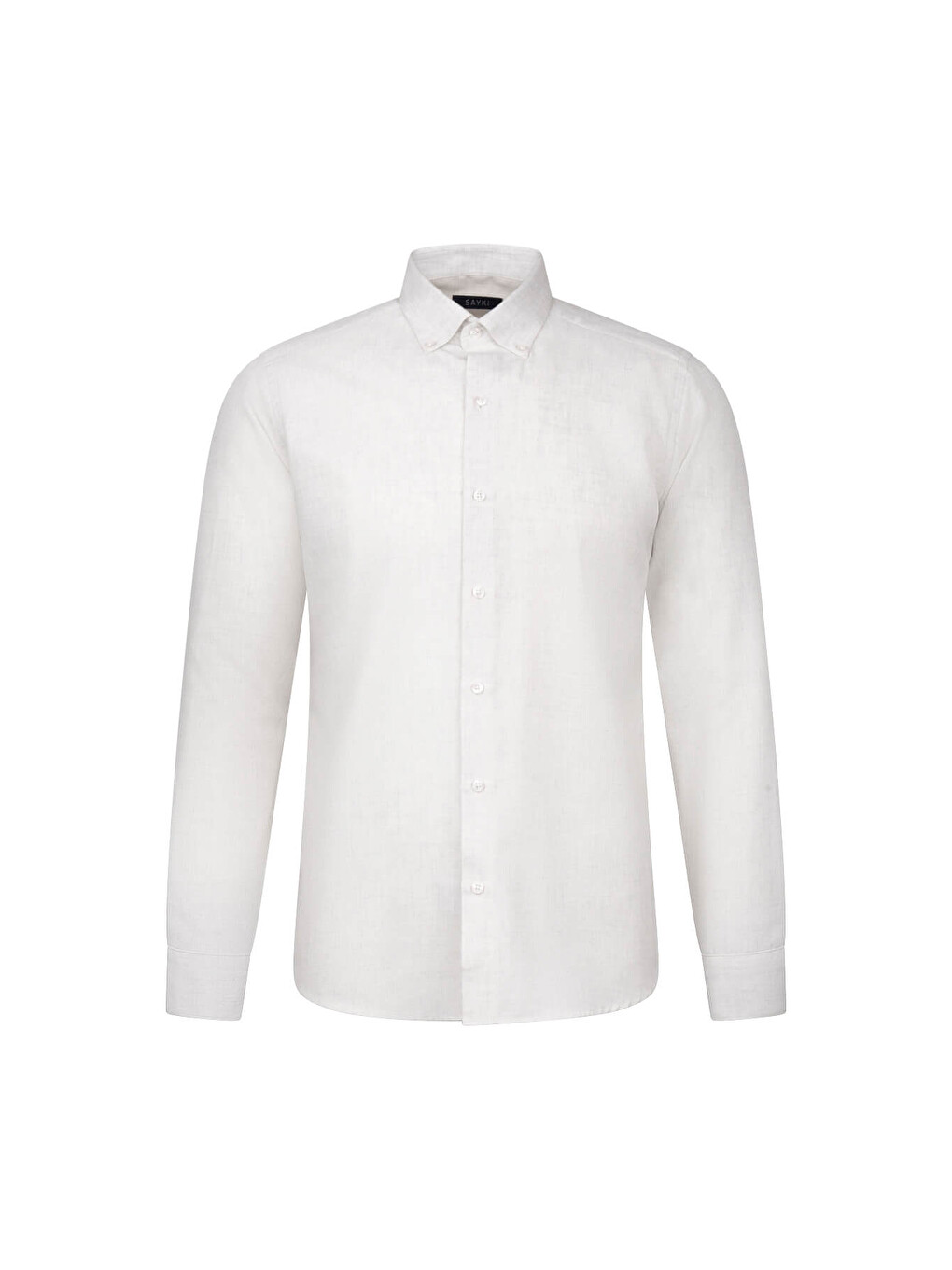 Bej Slim Fit Uzun Kol Düğmeli Yaka Pamuklu Flanel Gömlek